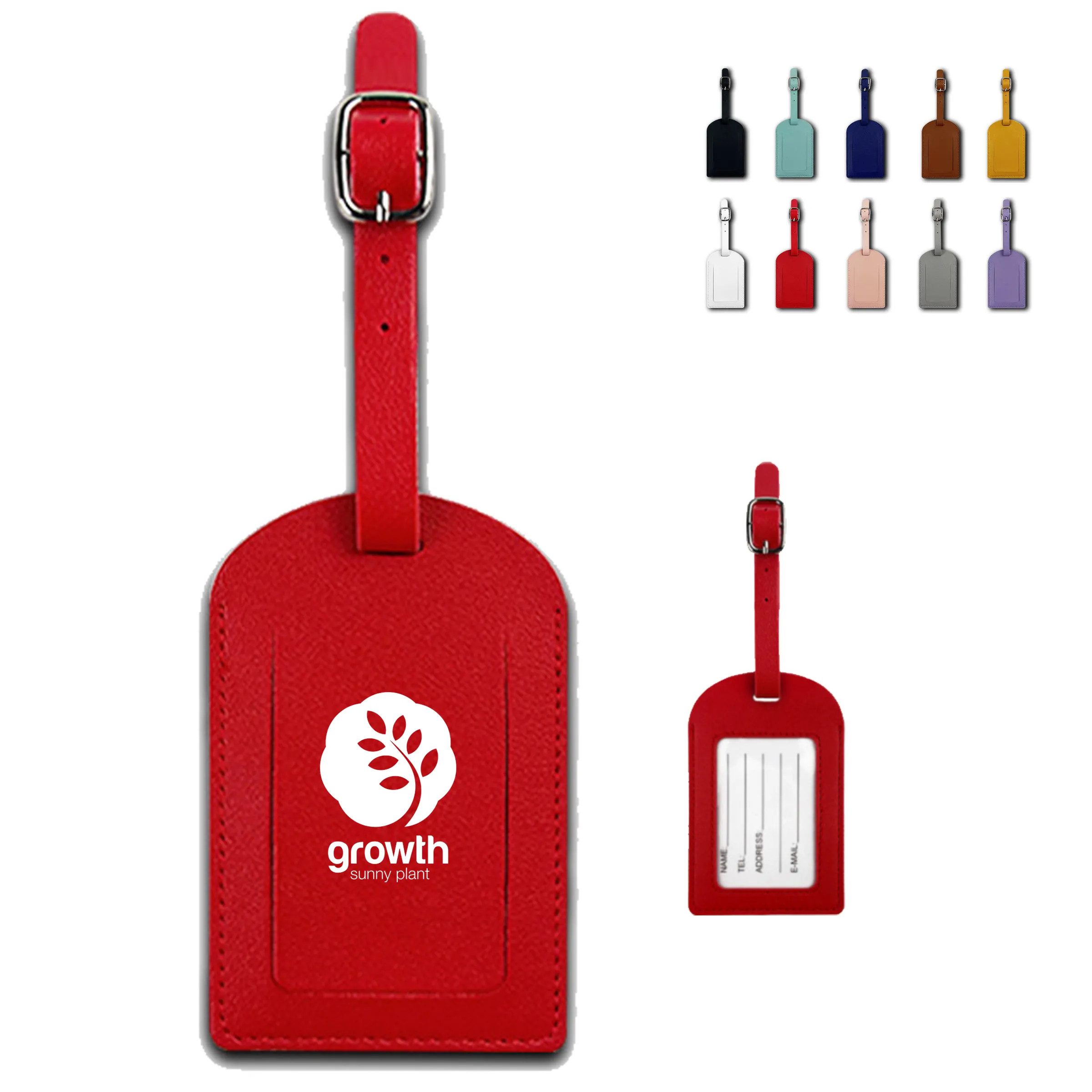 Flap PU Leather Luggage Tag With Signature Paper Inside 6