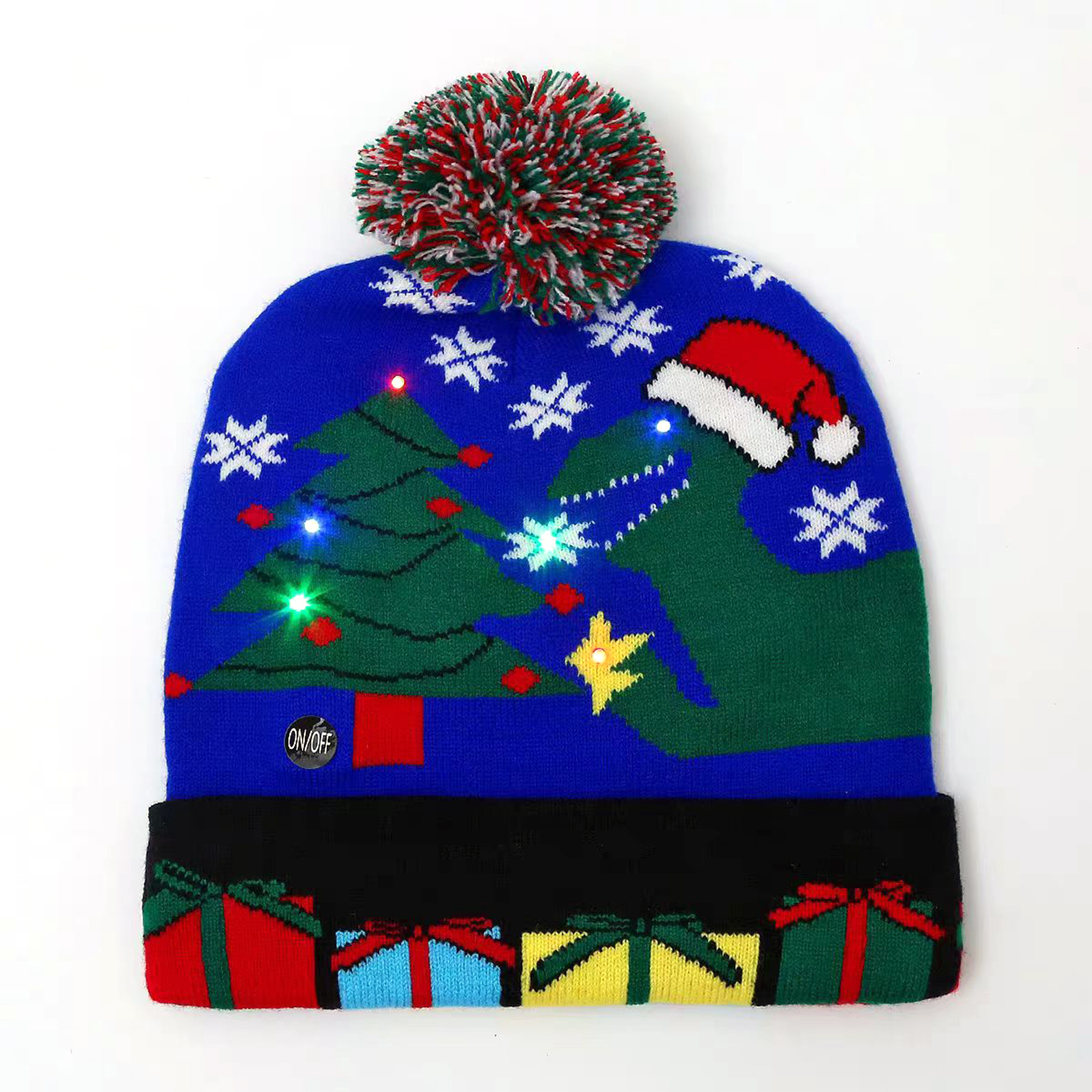 Christmas LED Knitted Beanie Hat With Festive Topper 8