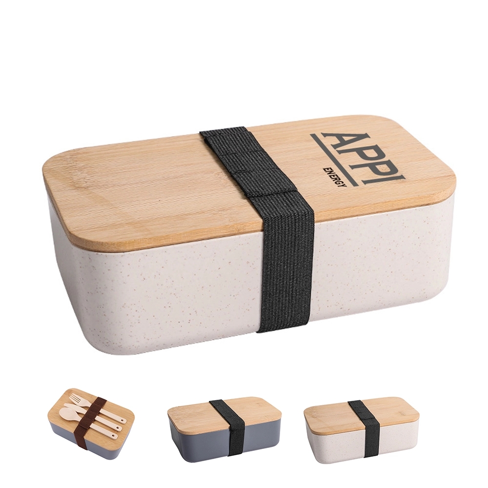 1000ml Wheat Straw Bento Box with Bamboo Lid 7