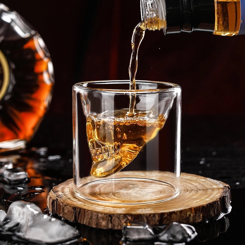 Custom 8.5 oz Double Layer Design Skull Whiskey Glass 5