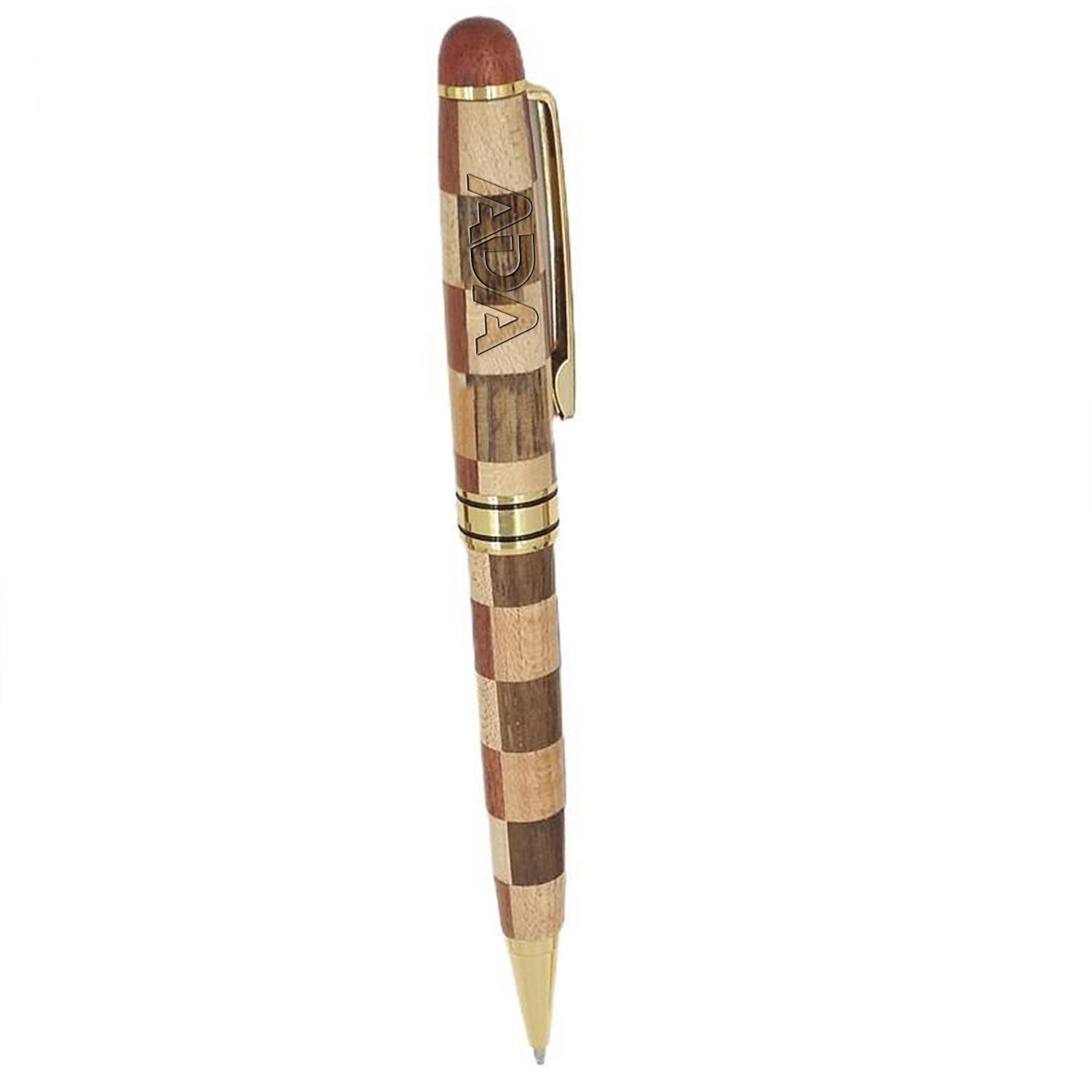 Handcrafted Checkered Wood Ballpoint Pen 2