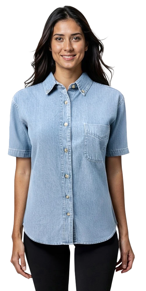 Ladies' S/S 100% Cotton Denim Shirt 10