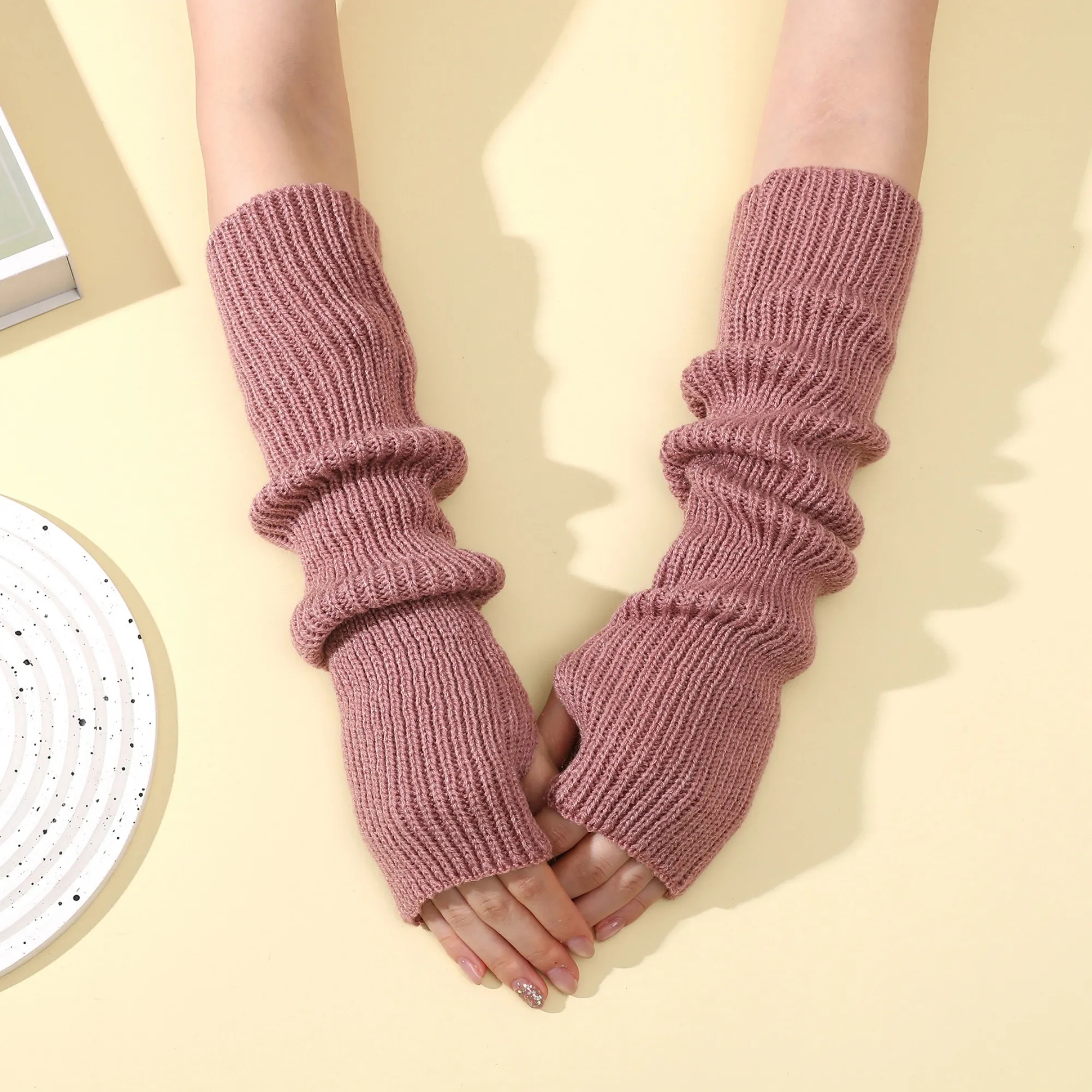 Long Fingerless Knit Winter Arm Warmers 14
