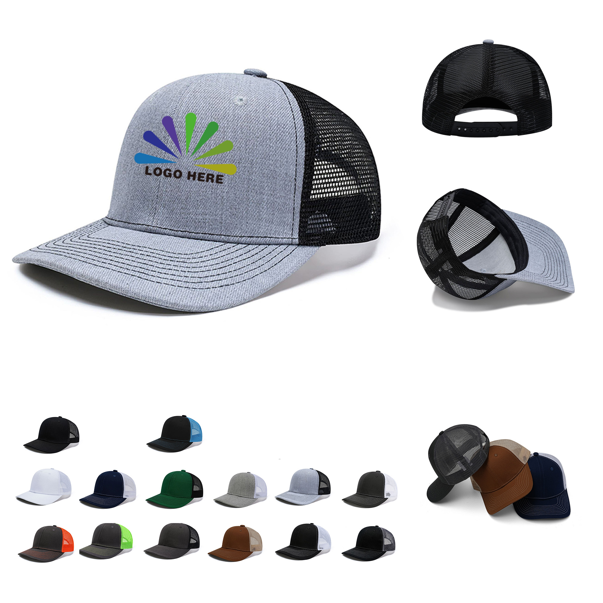 Poly Cotton Twill Trucker Hat Soft Mesh Snapback Cap 6