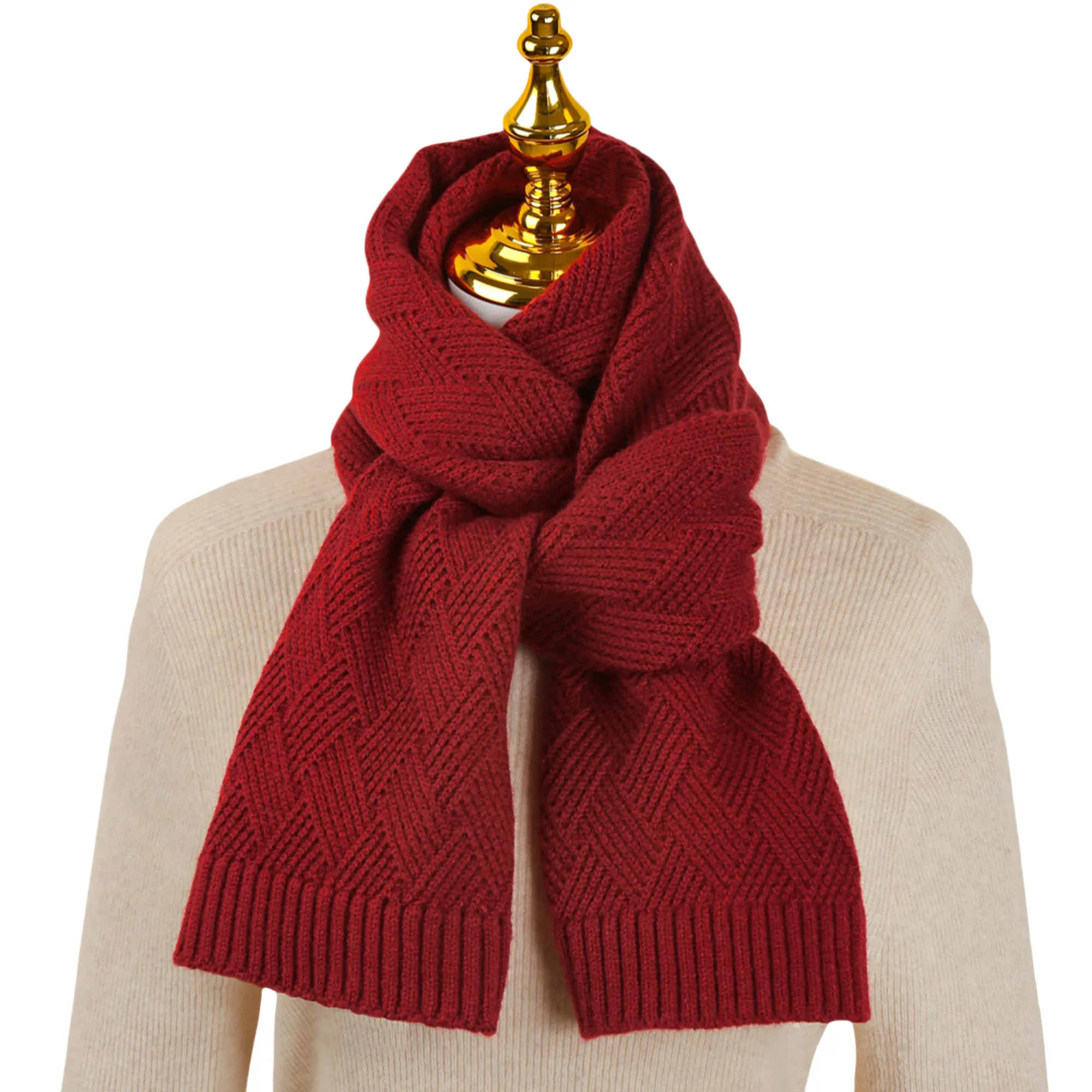 Classic Solid Color Knit Scarf 3