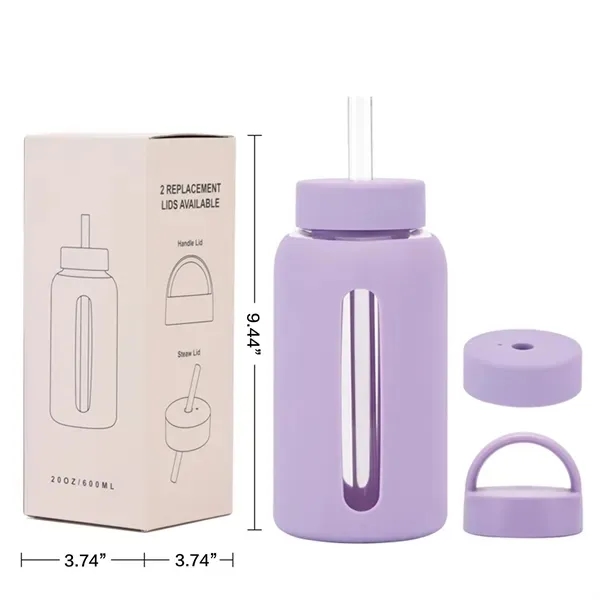 Silicone Sleeve Glass Cup with 20 oz Eco-Friendly Reusable 3