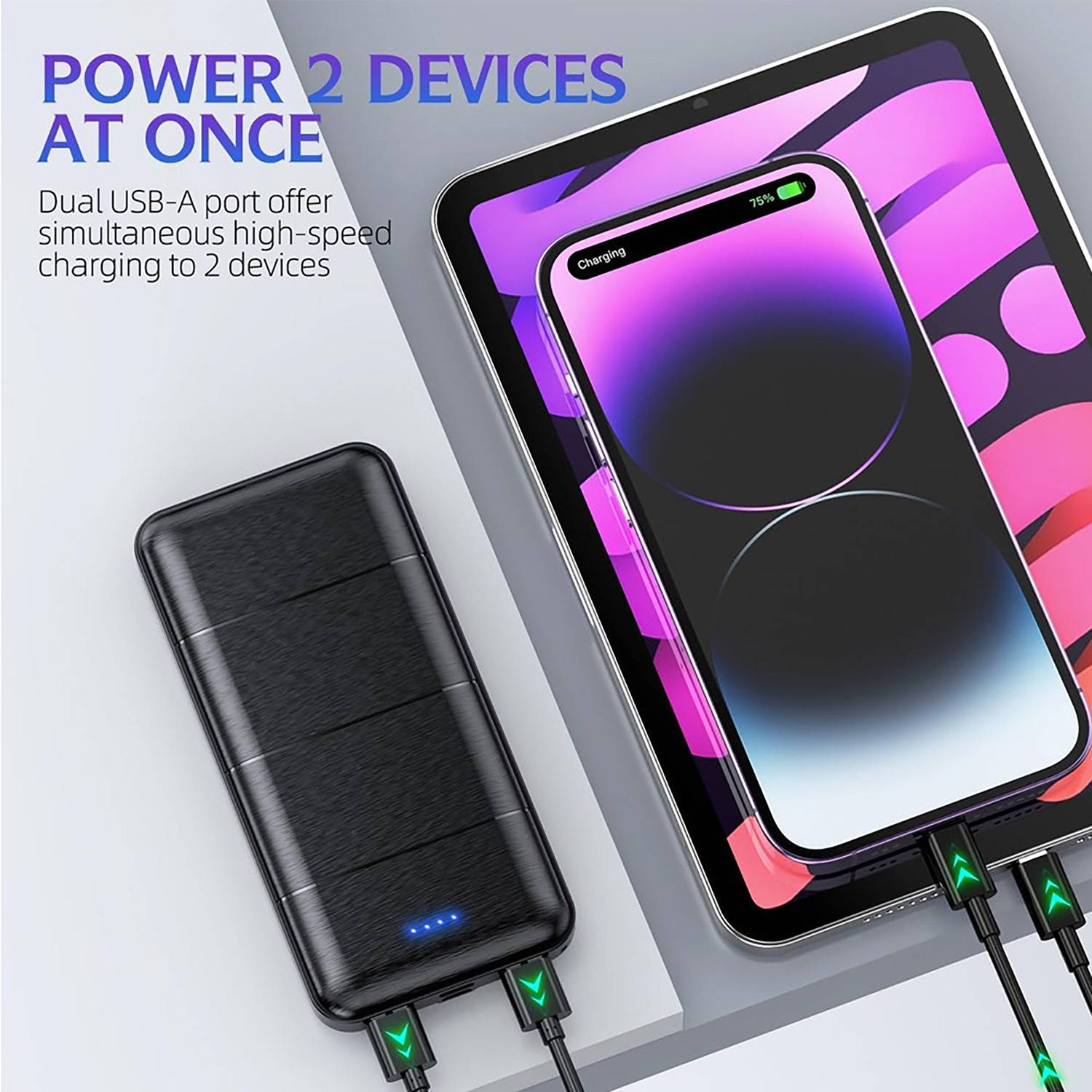 10000mAh Portable Fast Charging Plastic Power Bank 9
