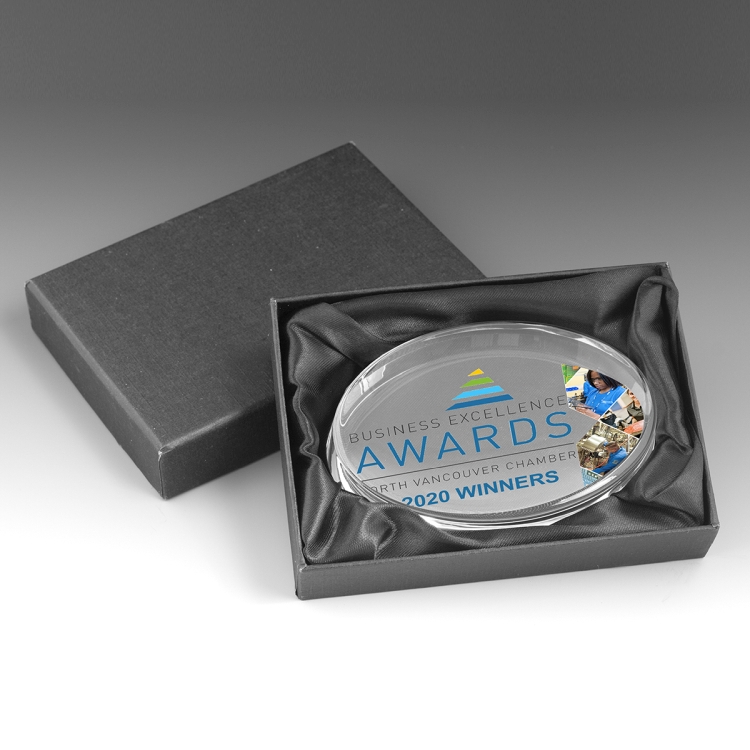 3" x 5" x 1/4" – Oval Glass Paperweight - 8518S (Screen Print), 8518P (4Color Process) 2
