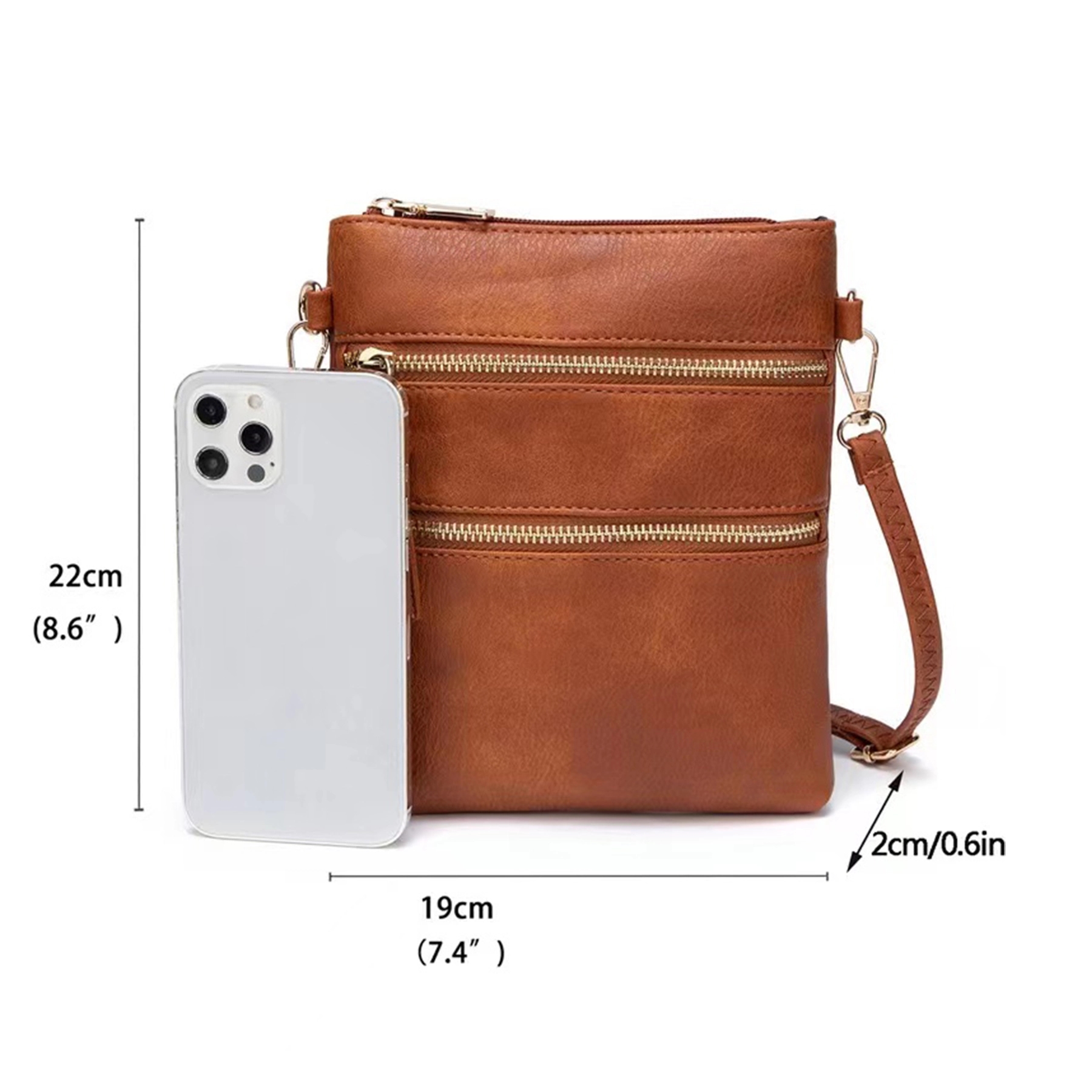 Women'S Casual Multifunctional Dual Zipper Shoulder Bag 7