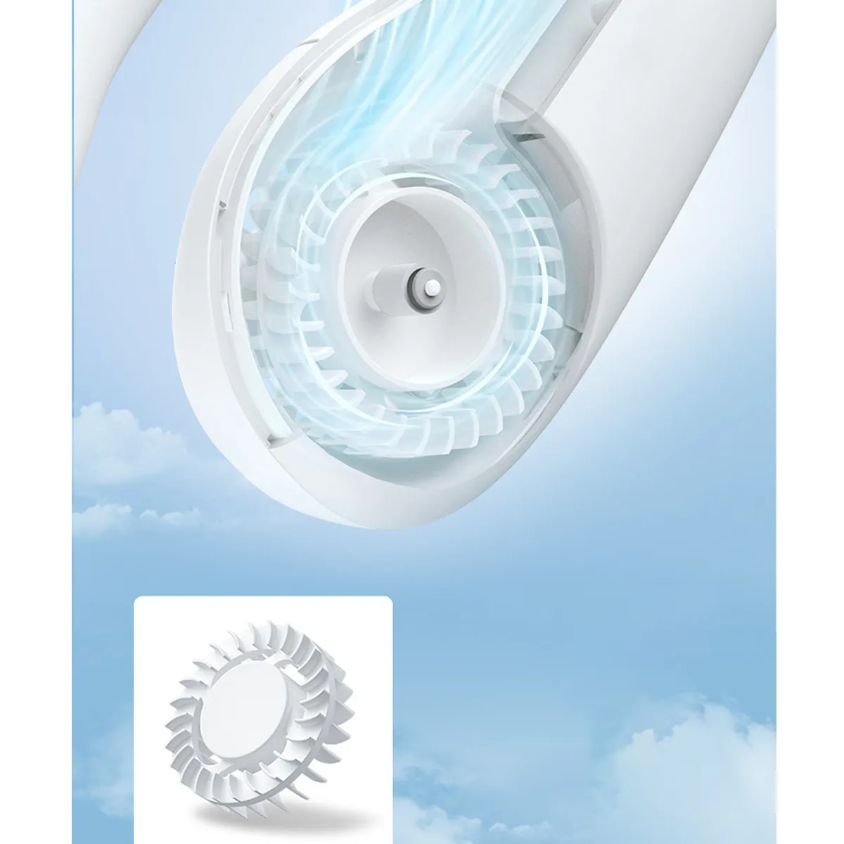 1800mAh Personal Portable USB Neck Fan Hands Free bladeless 2