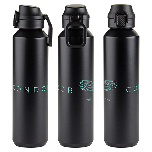 Nexus 27 oz Recycled Aluminum Bottle with Flip-Top Lid and Carabiner 22