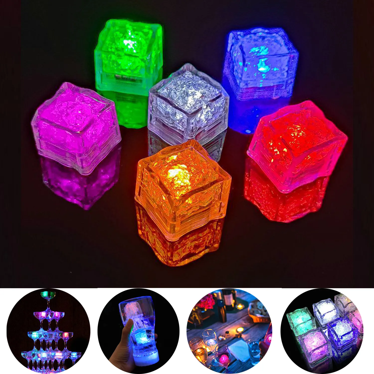 Waterproof Led Light Up Ice Cubes for Drinks 7