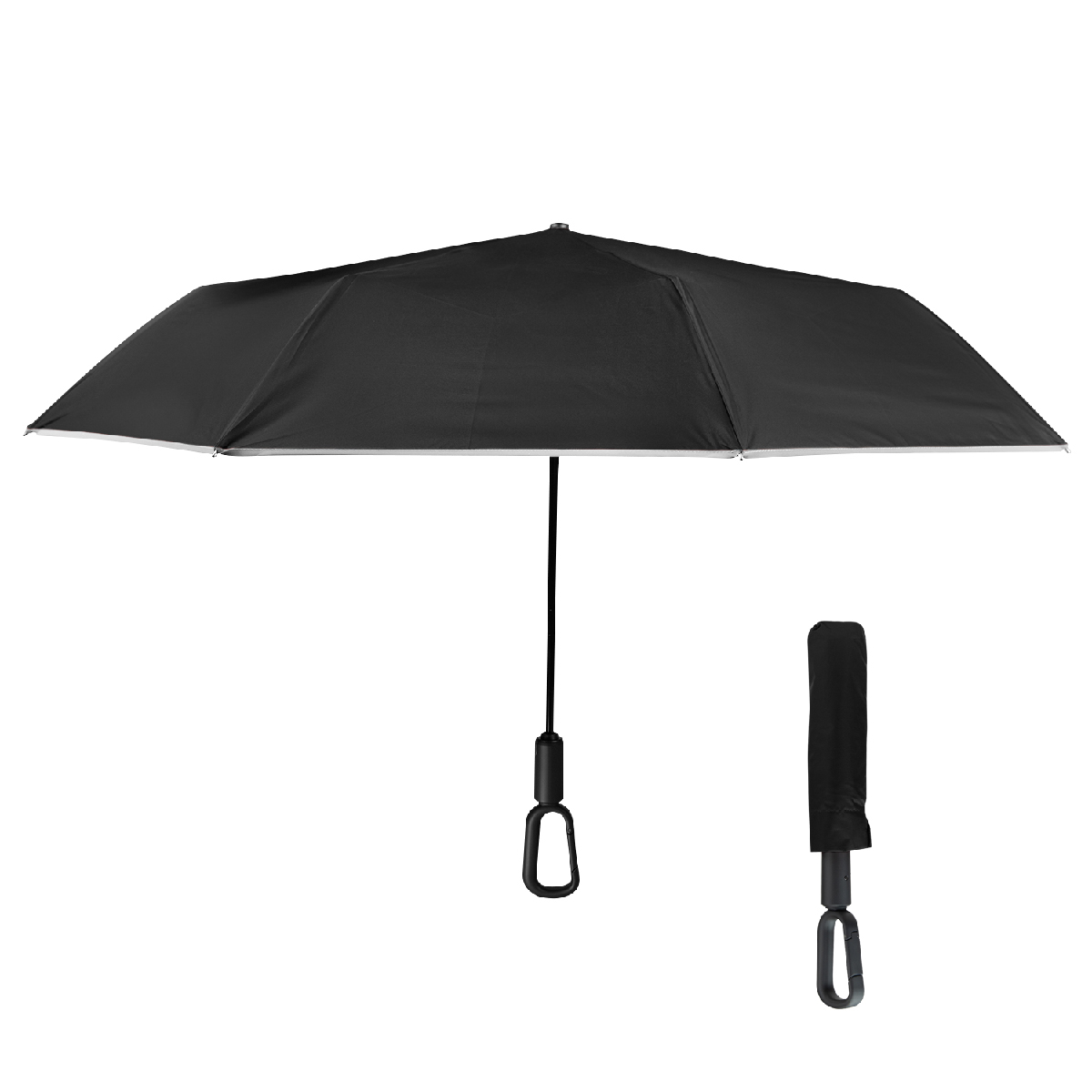 46" Arc Reflective Umbrella With Carabiner Handle 10