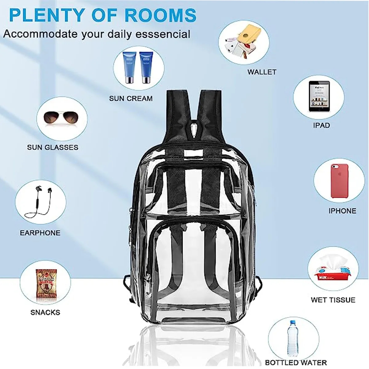 Clear PVC Outdoor Backpack & Sling Bag With Adjustable Strap 4