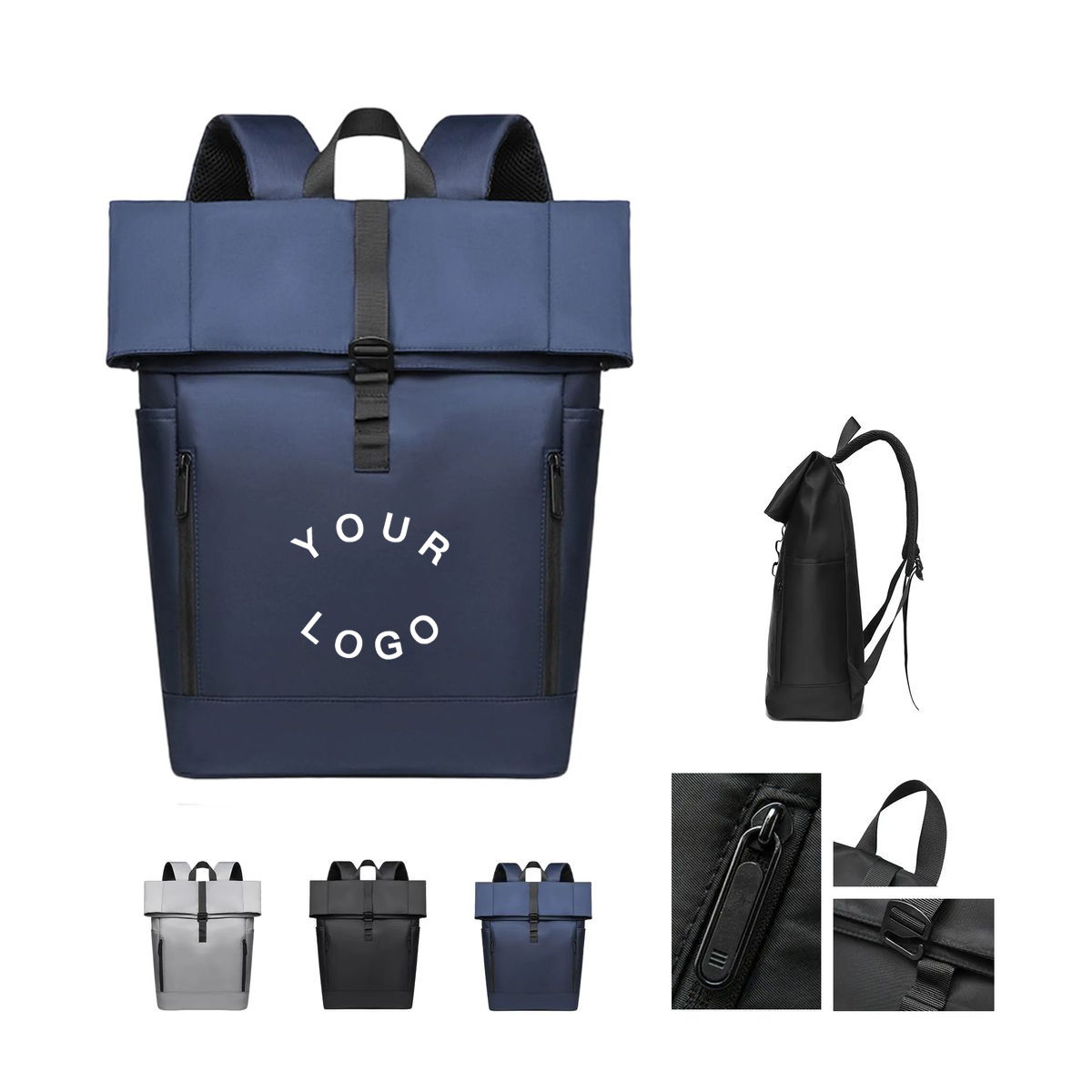 Polyester Laptop Backpack with Anti Theft Rolltop Closure 2