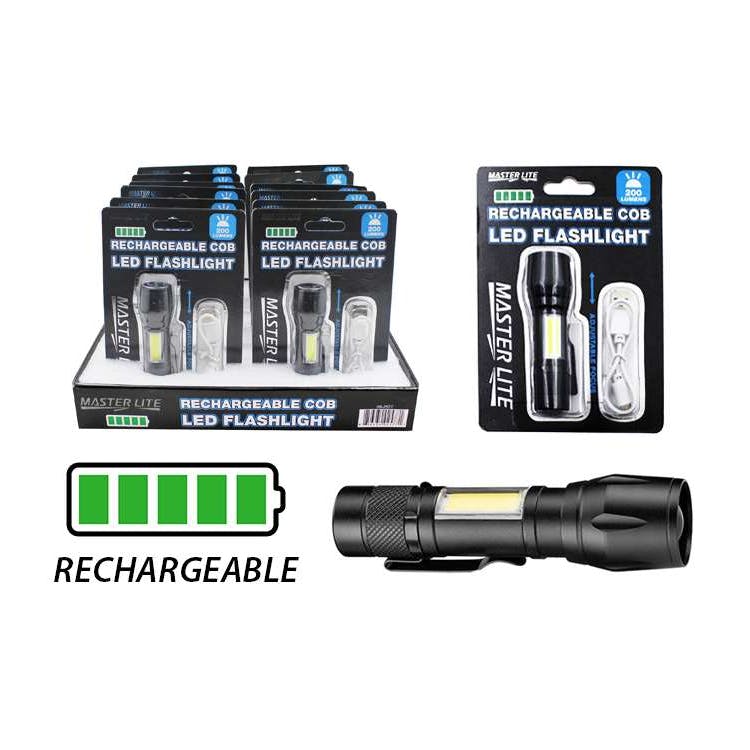 Rechargeable Mini Tactical COB LED Flashlight - Black 2