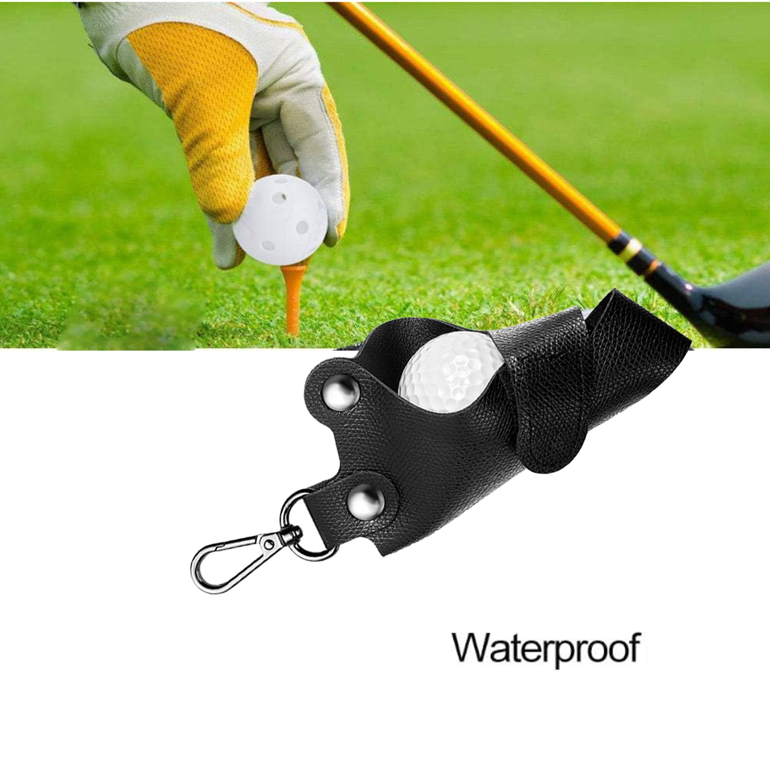 Portable Leather Golf Ball Carrier With Carabiner 5