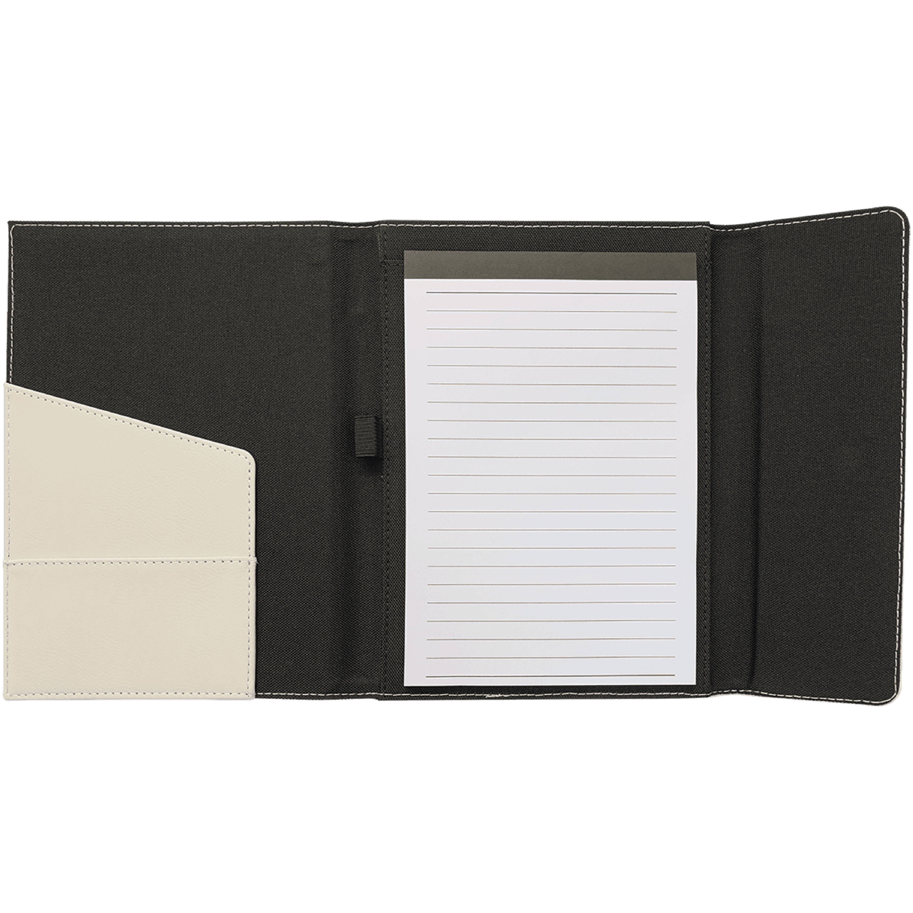 7" x 9" White Leatherette & Black Canvas Portfolio 9