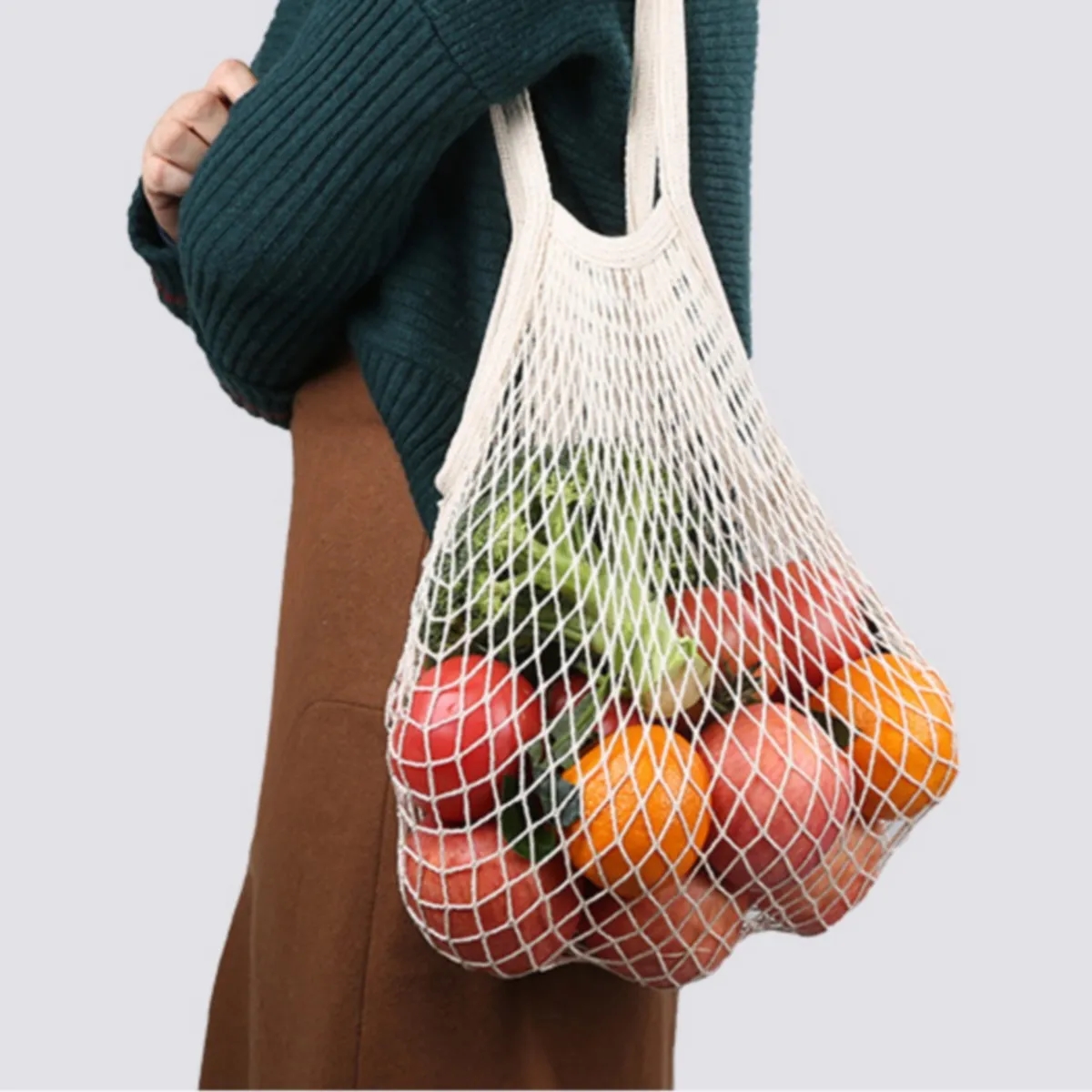 Mesh Bags Reusable Cotton for Grocery and Shopping, custom tote bag with logo imprint 2