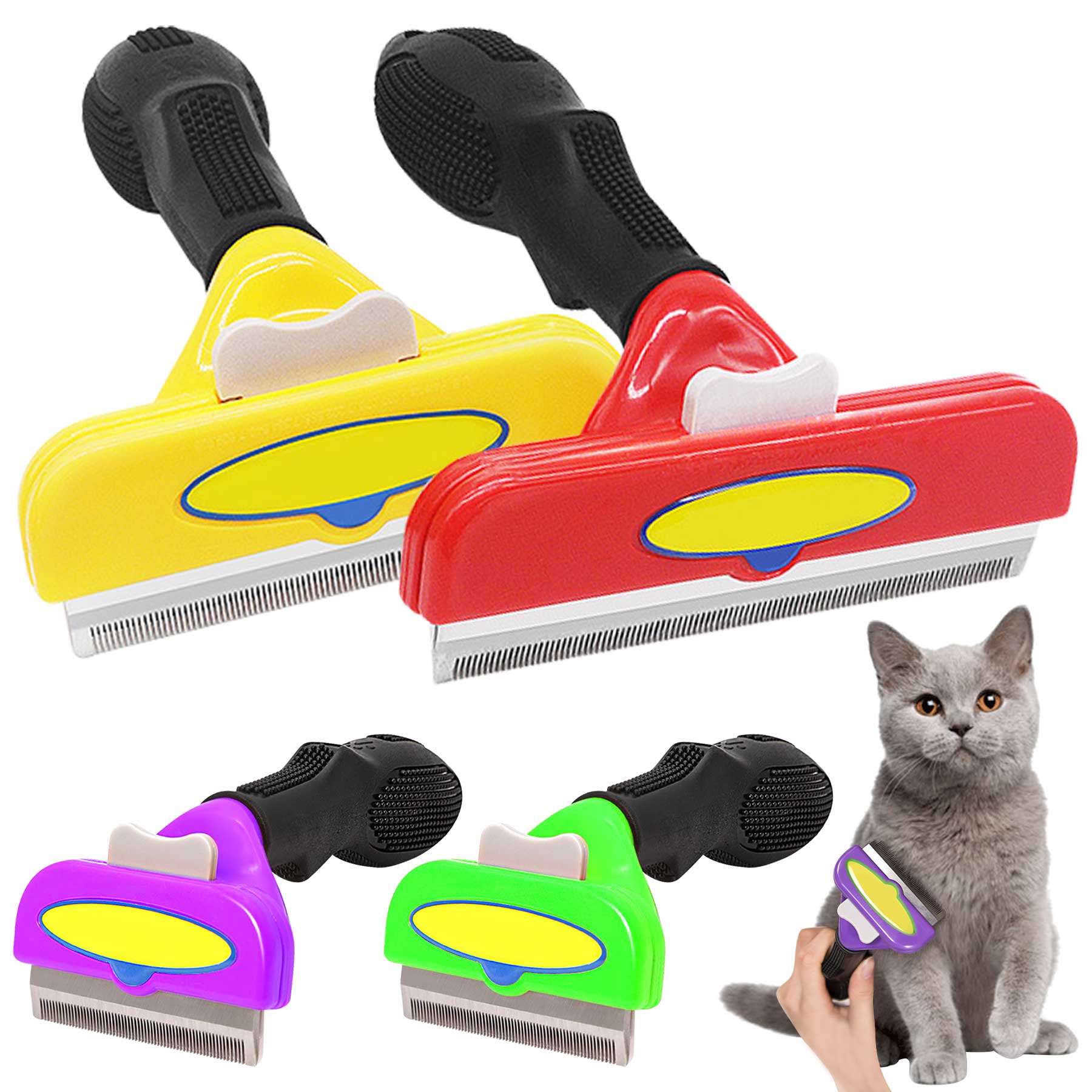 Pet Grooming Brush, Deshedding Tool for Dogs & Cats 2