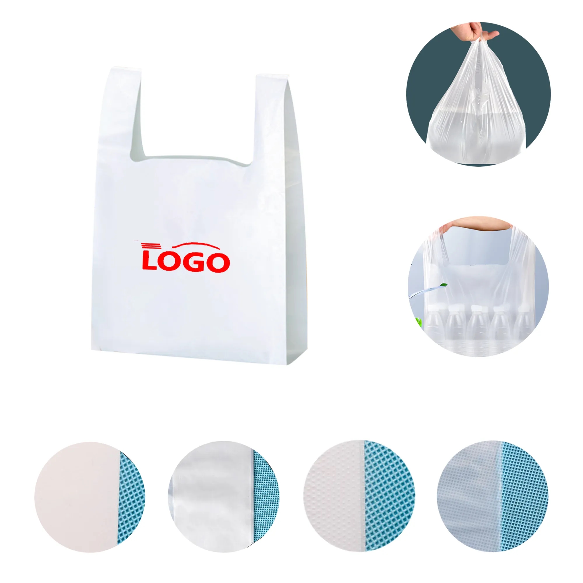 MOQ1000  5 mil Food Grade Grocery Shopping Bags 2