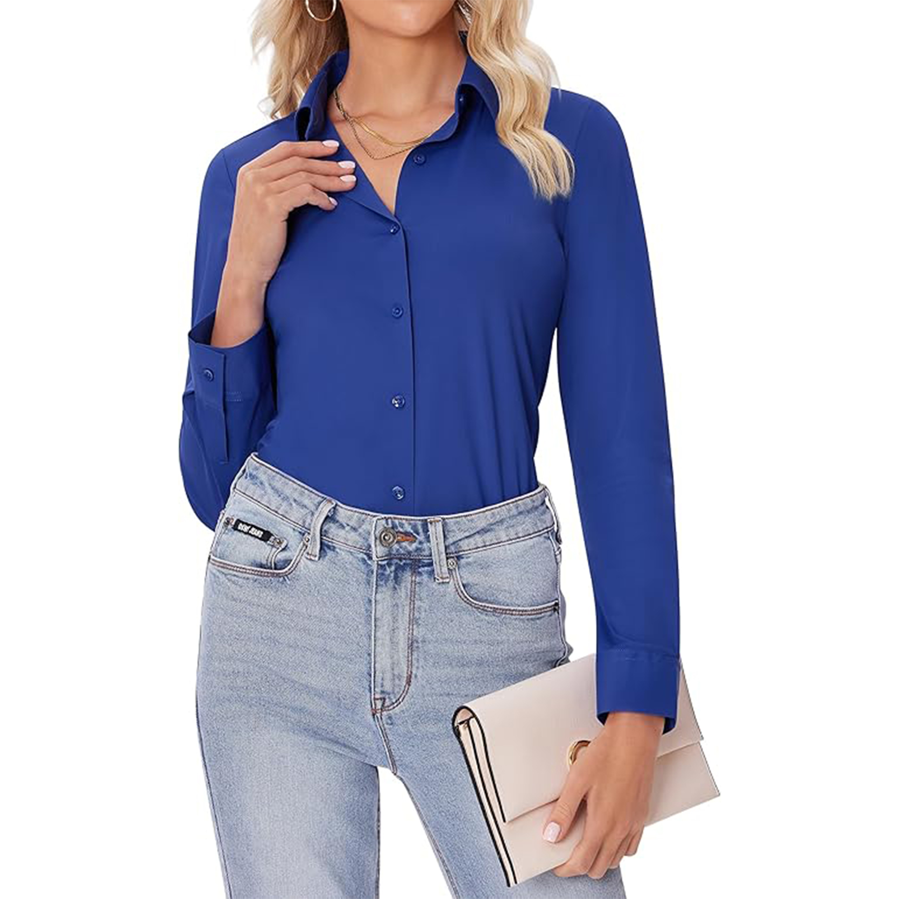 Women Long Sleeve Button Down Shirt 4