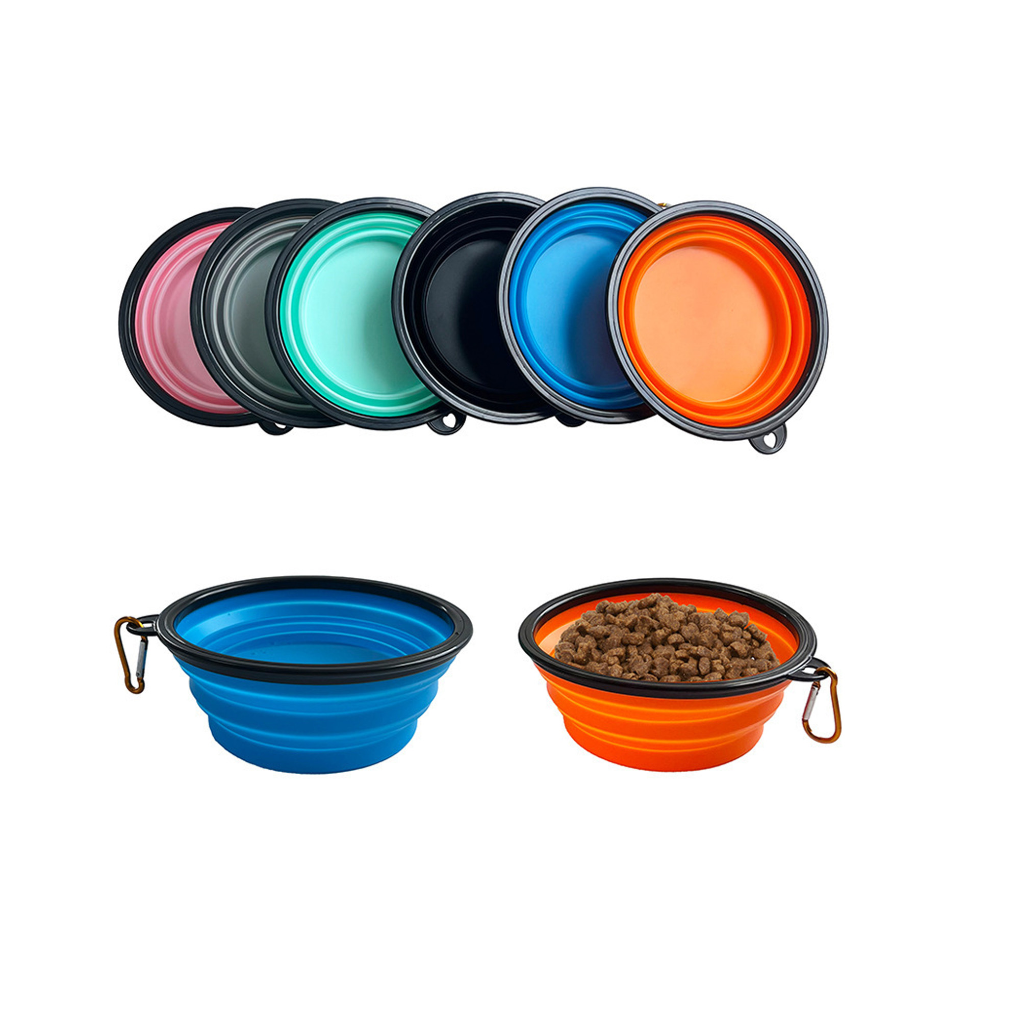 Foldable TPE Pet Dog Bowl (With Carabiner) 2