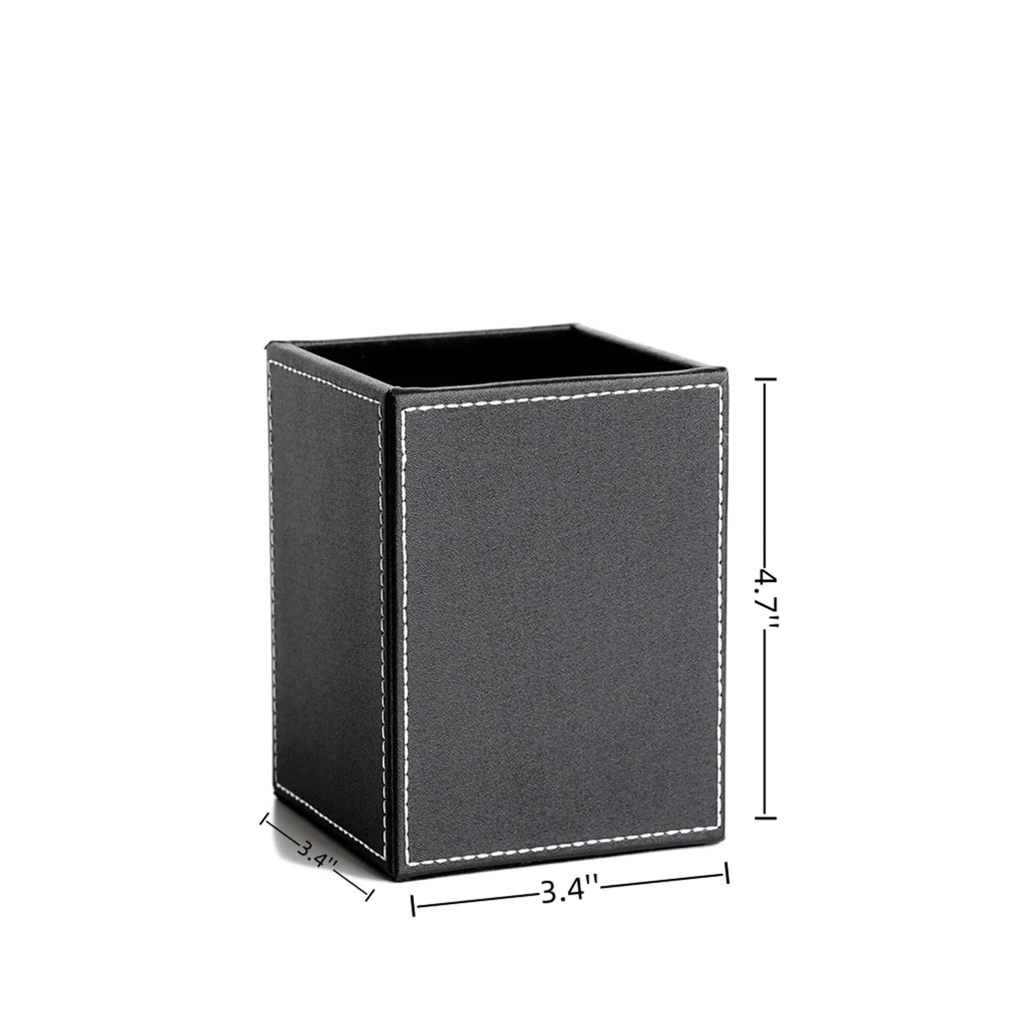 PU Leather Square Pen Holder Cup 5