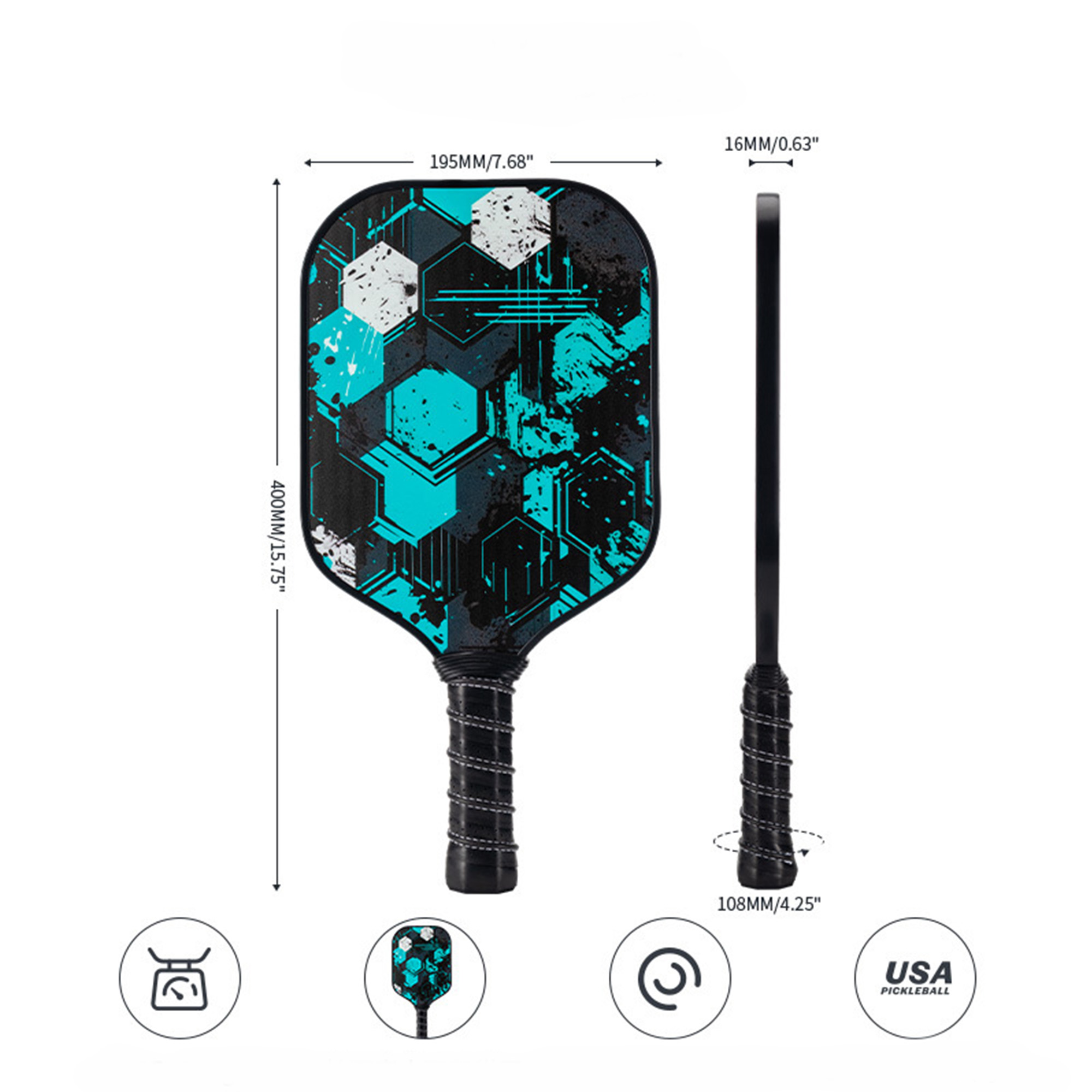 Glass Fiber Pickleball Racket With PU Edge Protector Strip 2