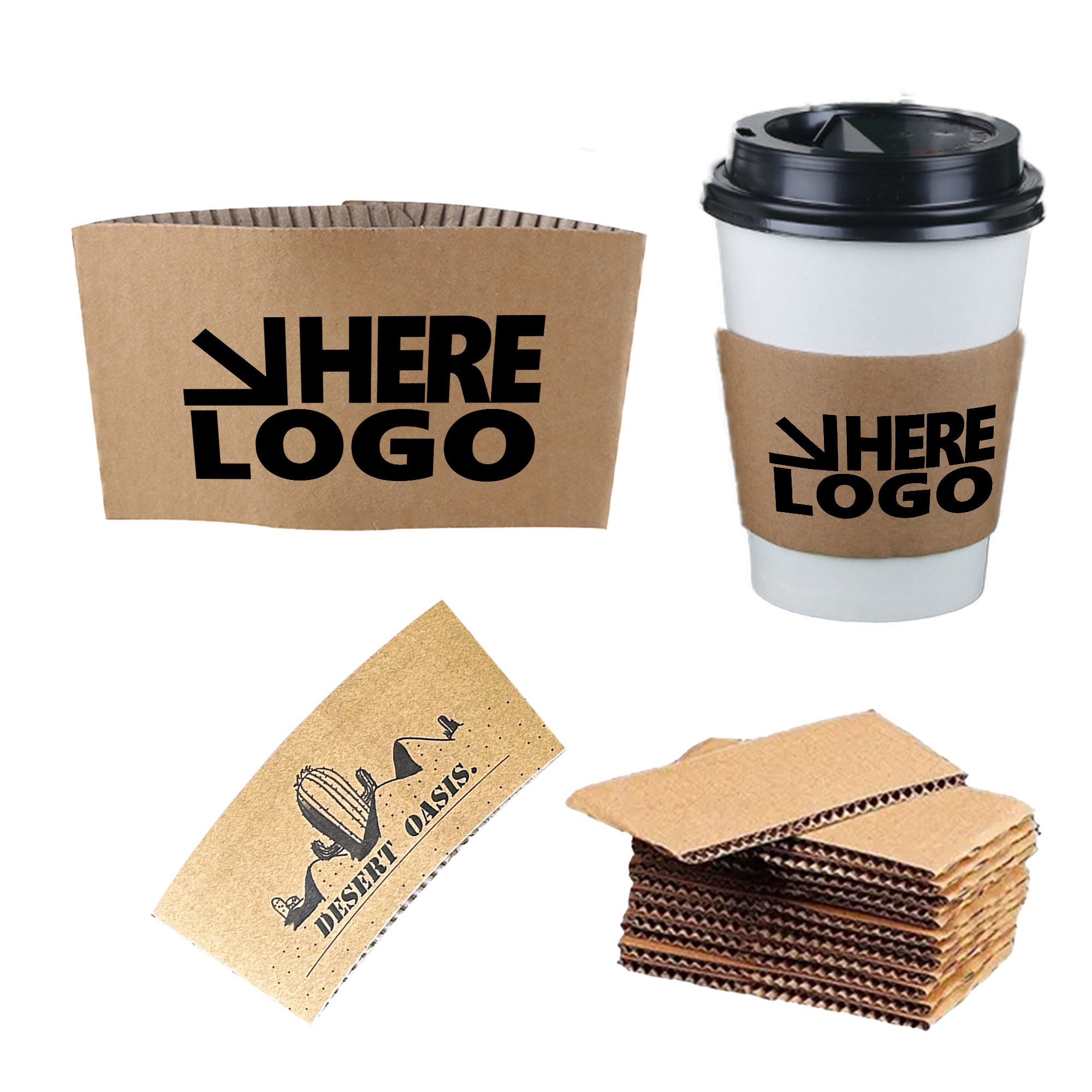 MOQ 100 Cardboard Paper Cup Sleeve 16oz 2