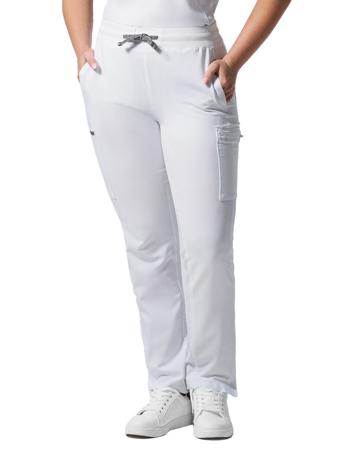Landau - Forward - Women's Seven-Pocket Mid-Rise Rib-Knit Elastic Waist Cargo Pant 12