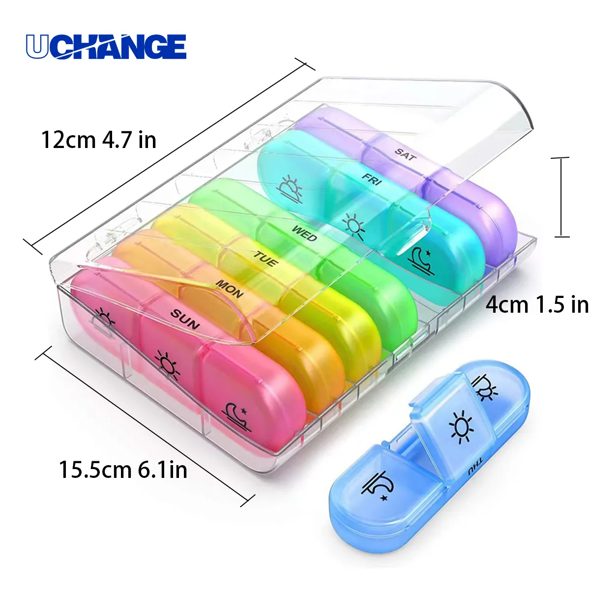 Portable 7 Day 21 Slot Pill Organizer Case 3