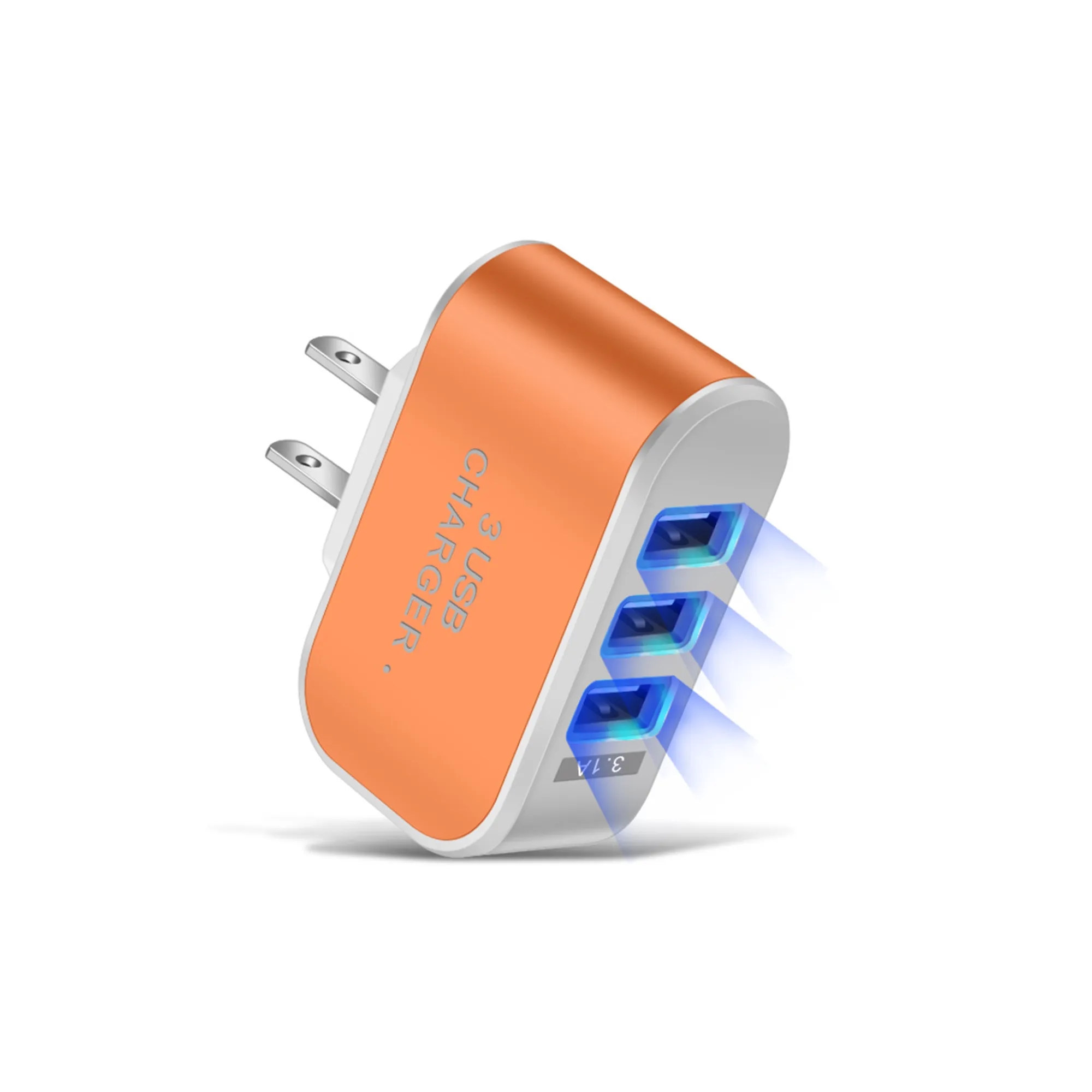 Glow Portable 3 Port USB Charger Cube Plug 3