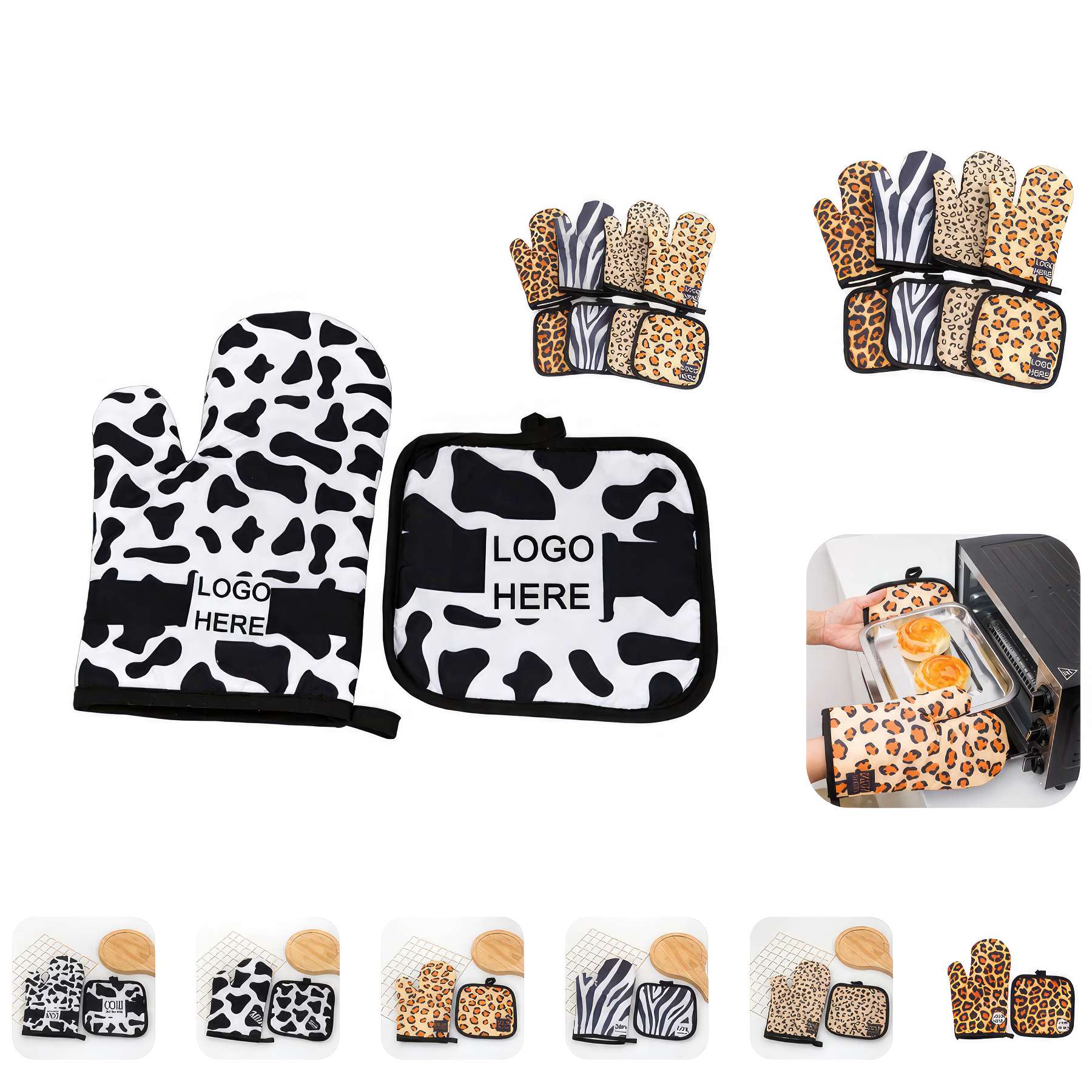 Custom Gift Baking Oven Mitt & Pot Holder 2pcs Pastry Set 3