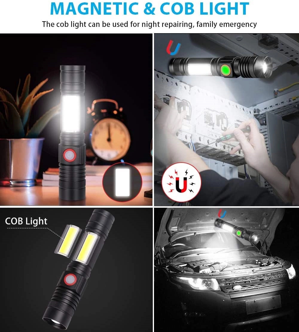 Rechargeable Magnetic Led Super Bright Tactical Flashlight 3