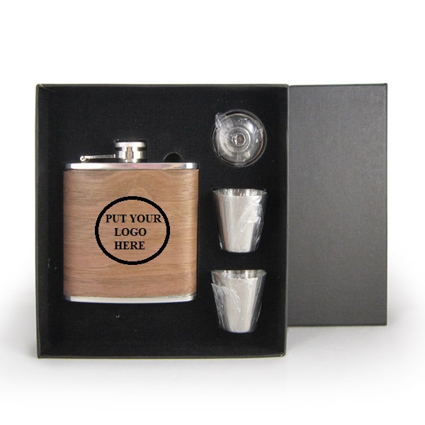 Stainless Steel Hip Flask Gift Set 6oz 5