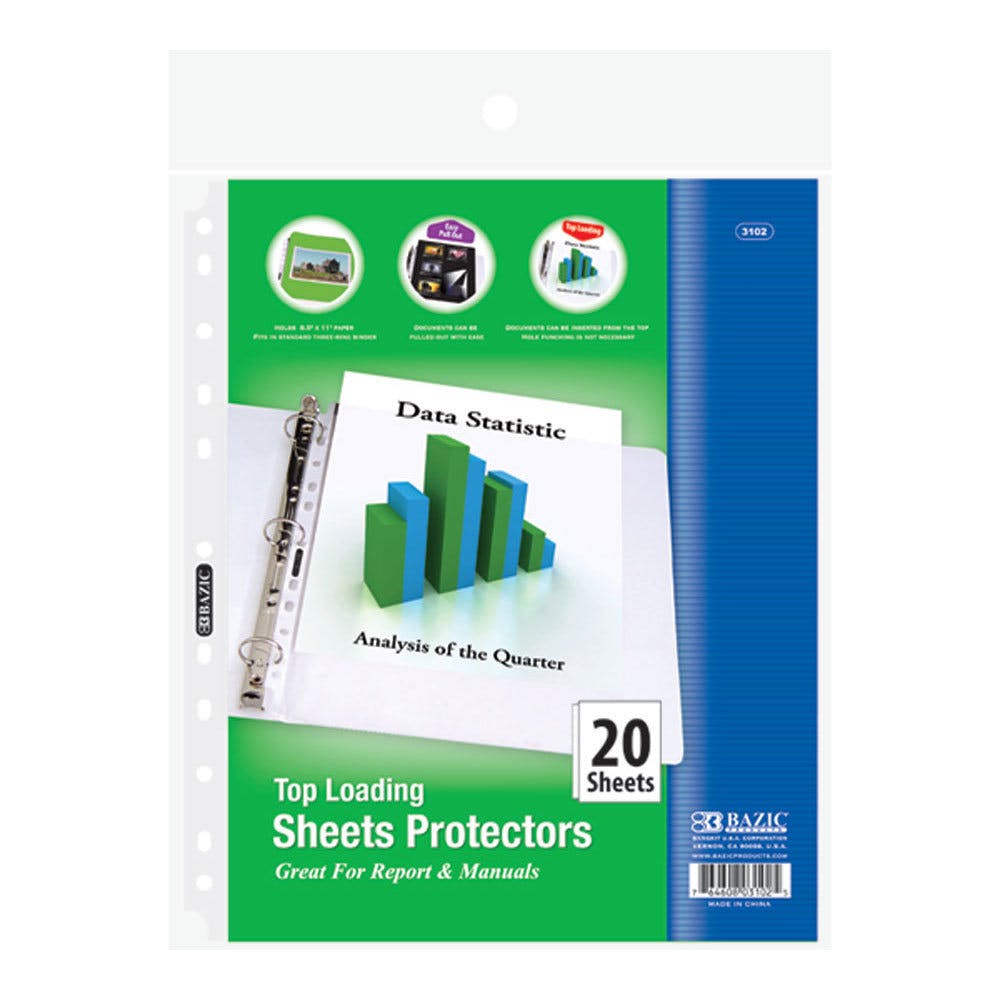 Top Loading Sheet Protectors - 20 Pack Clear 1