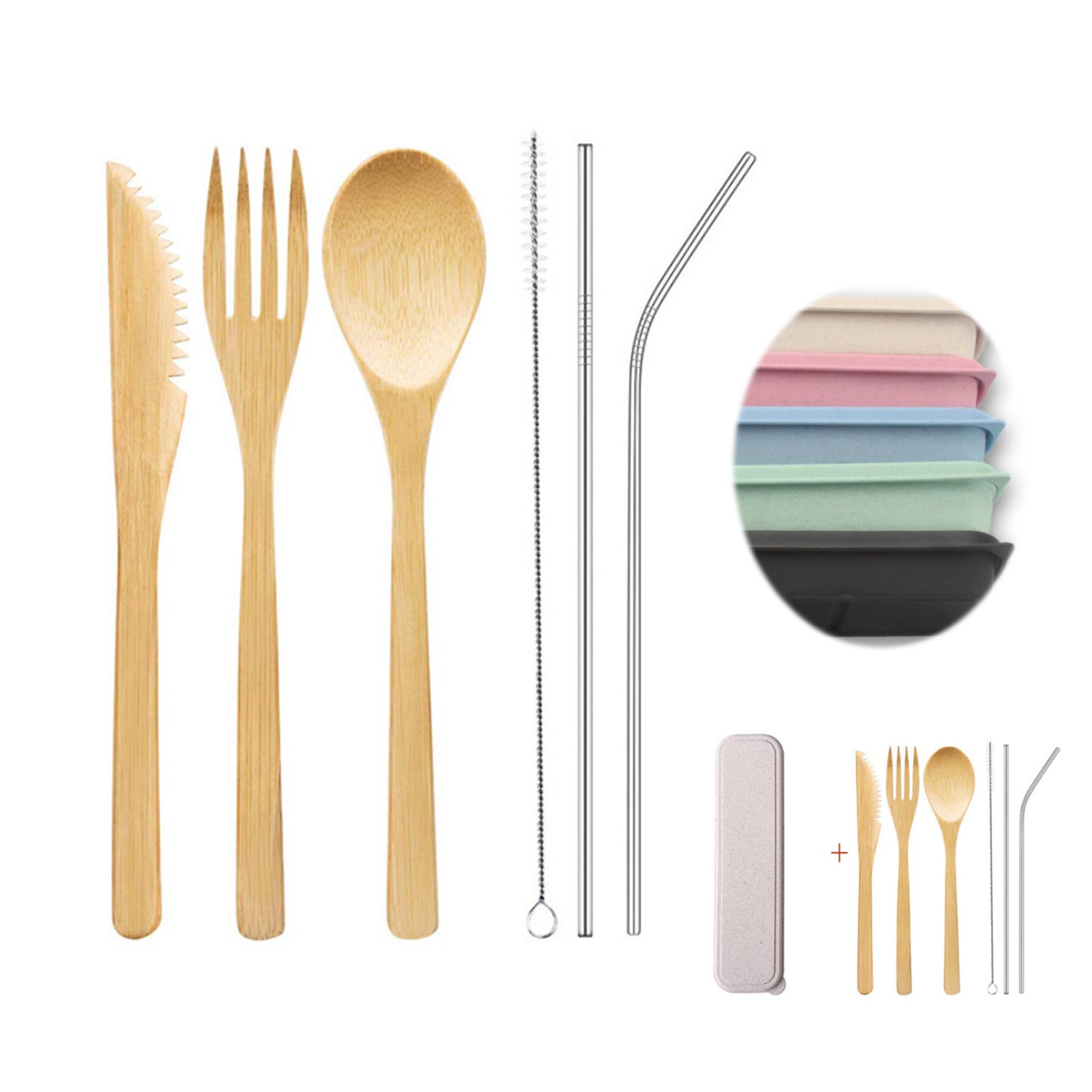 Portable Bamboo Utensil Set With Straw 4