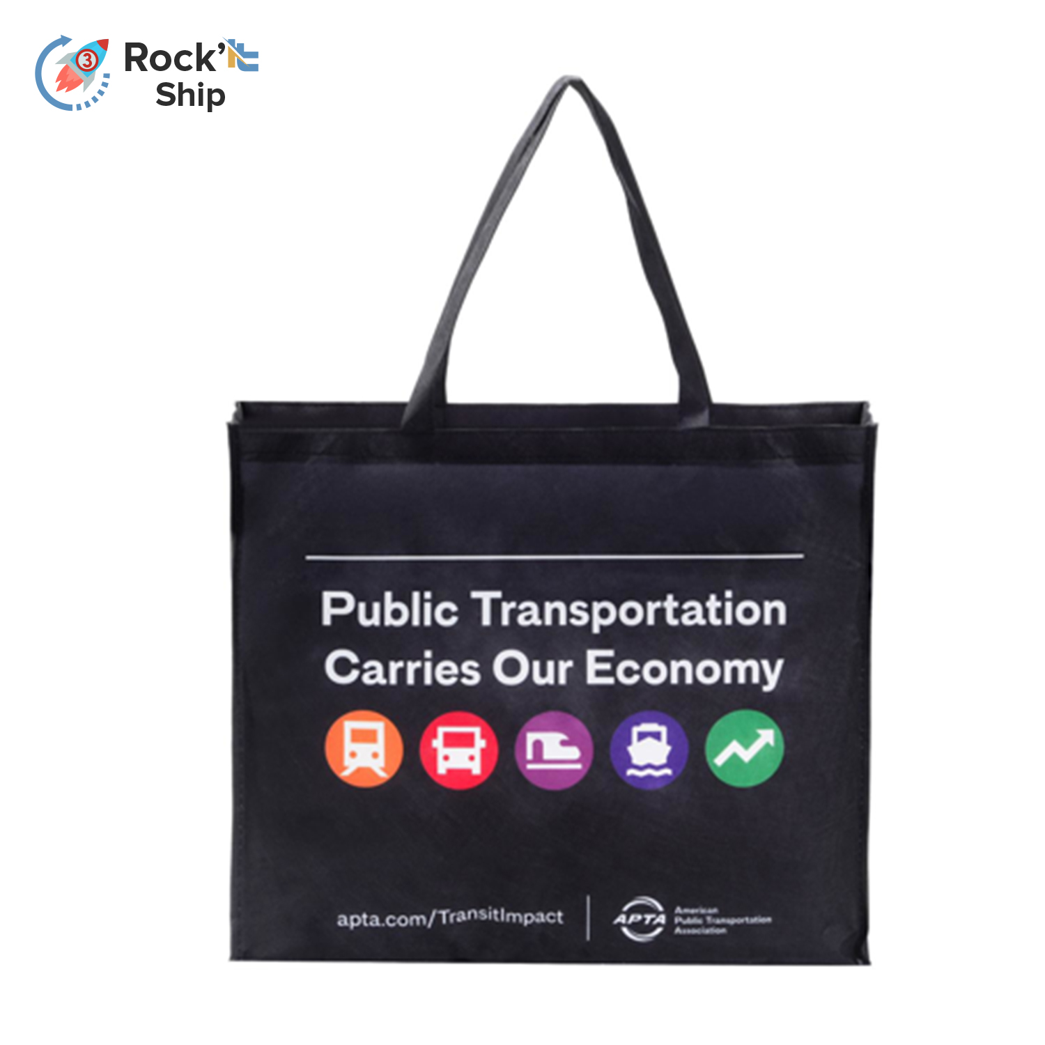 Rock'it 3-Day Sublimated PET Non-Woven Grocery Tote Bag w/ Gusset - 2 Sided (18" x 16" x 5") 2