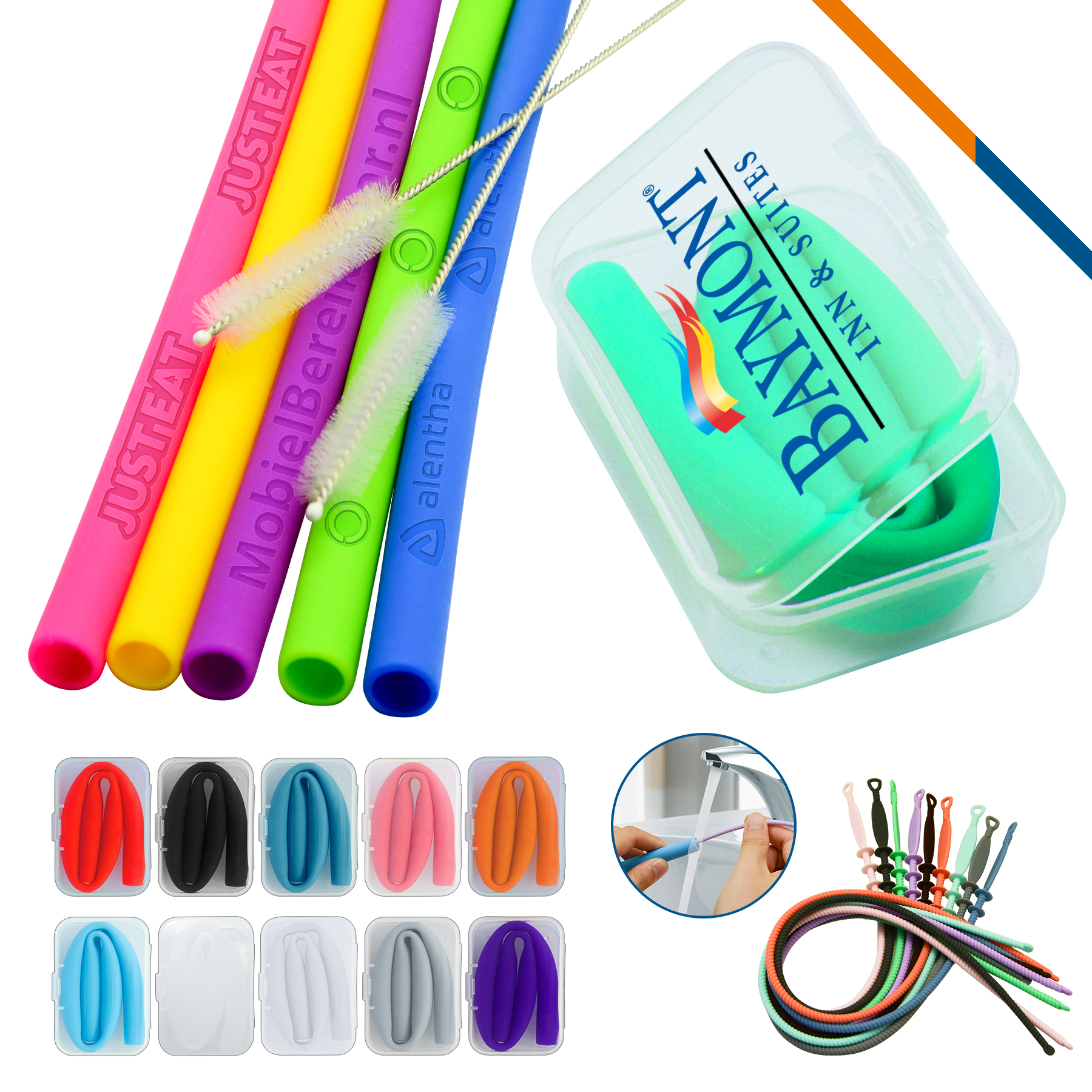 Rainbow Silicone Straw, custom straw with logo imprint 6