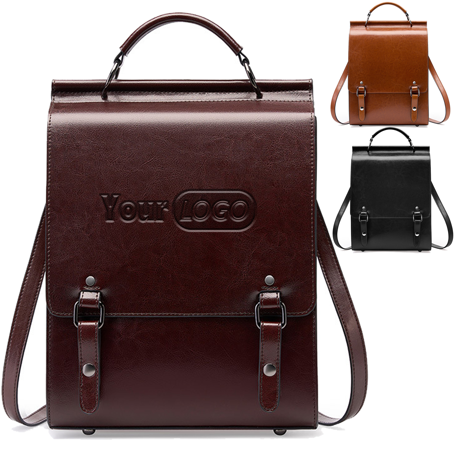 Genuine Leather Ladies Vintage Large Black College Backpacks 6