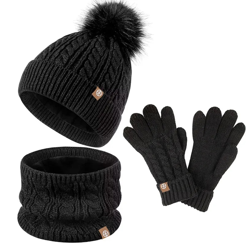 Children Hairball hat, scarf and gloves three-piece set 4