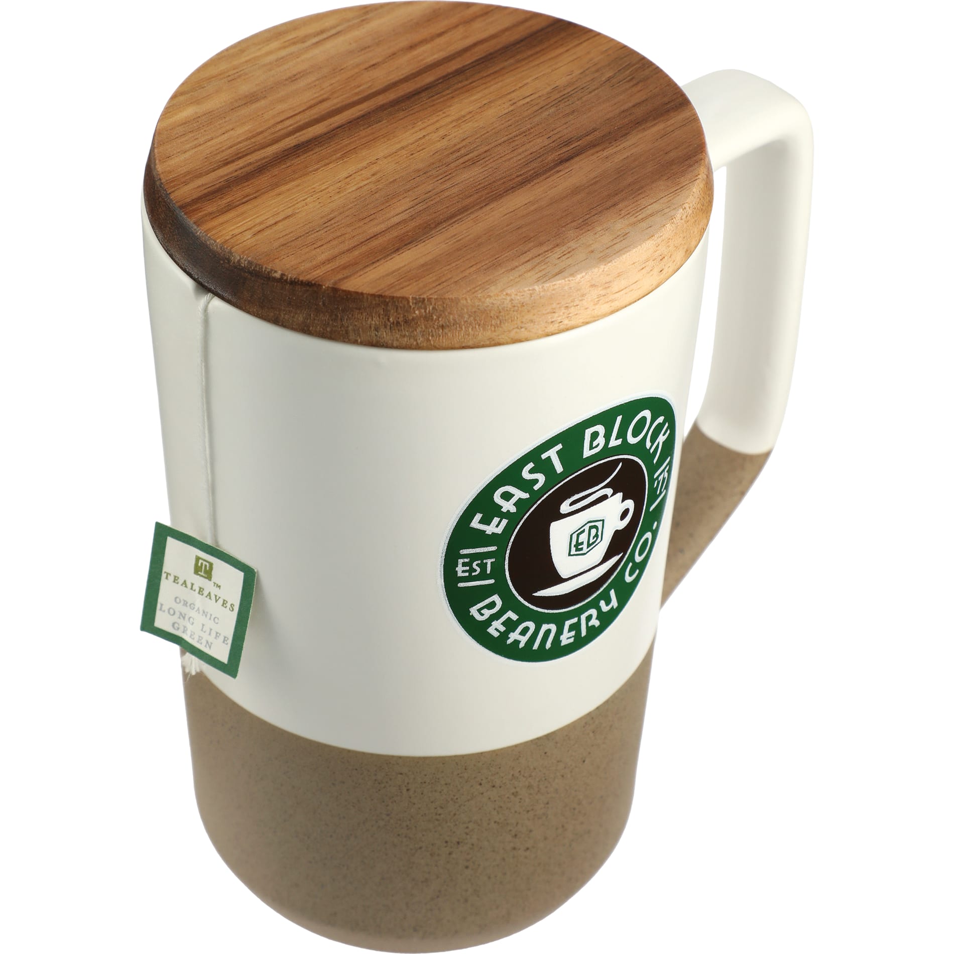Tahoe Tea & Coffee Ceramic Mug with Wood Lid 16oz 55