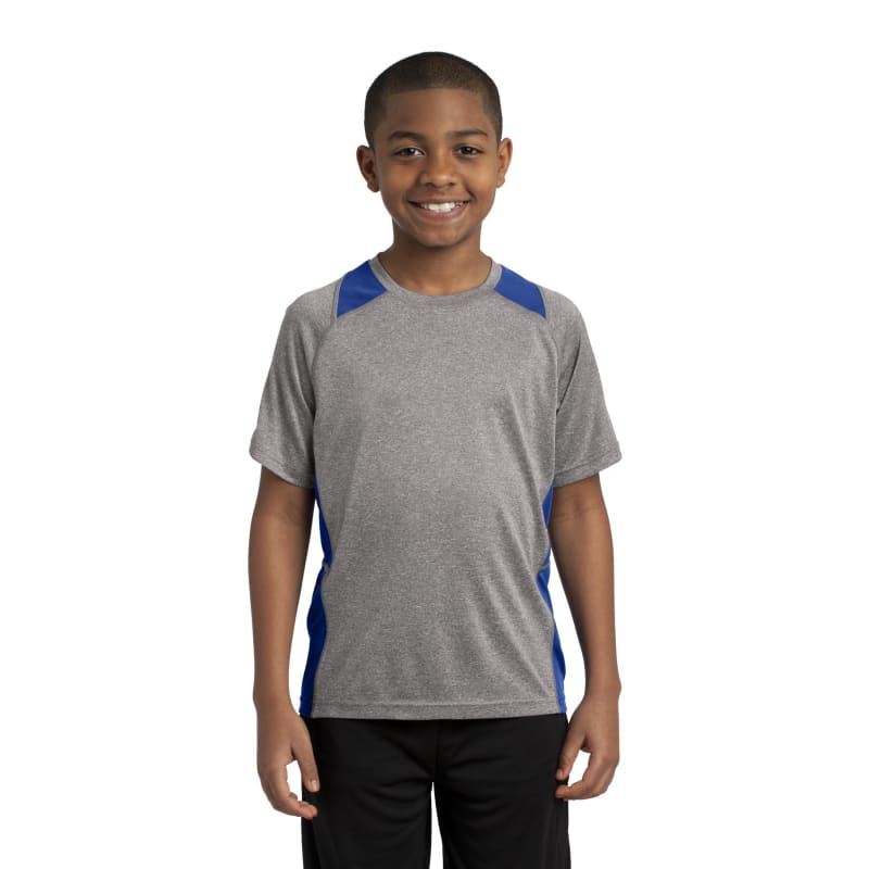 Sport-Tek Youth Heather Colorblock Contender Tee. 5