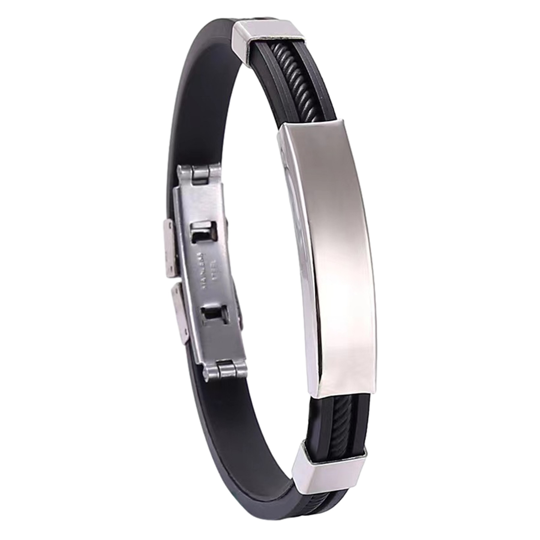 Customizable Engraving Stainless Steel Silicone Bracelets 2