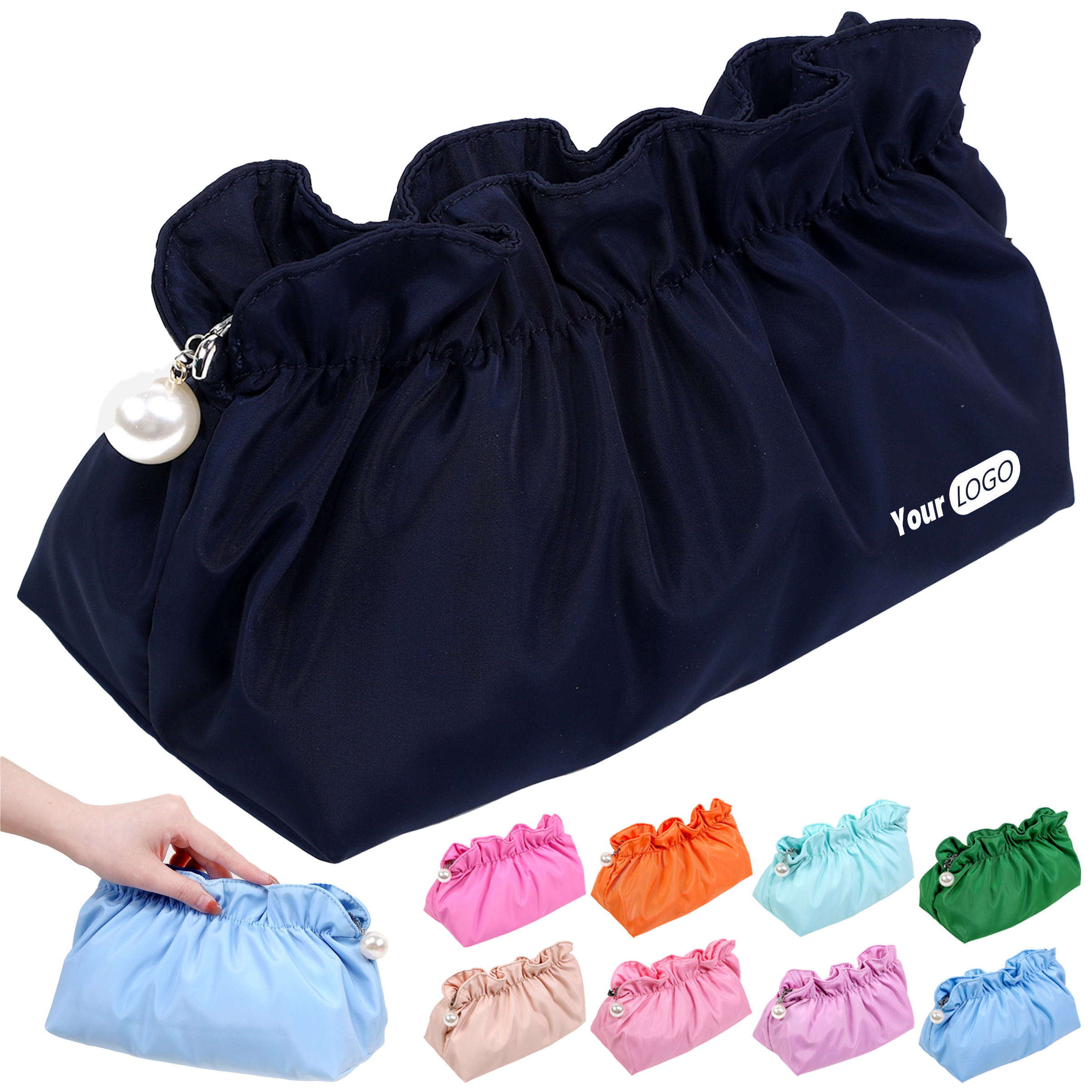 Polyester Portable Waterproof Pleated Makeup Bag 8