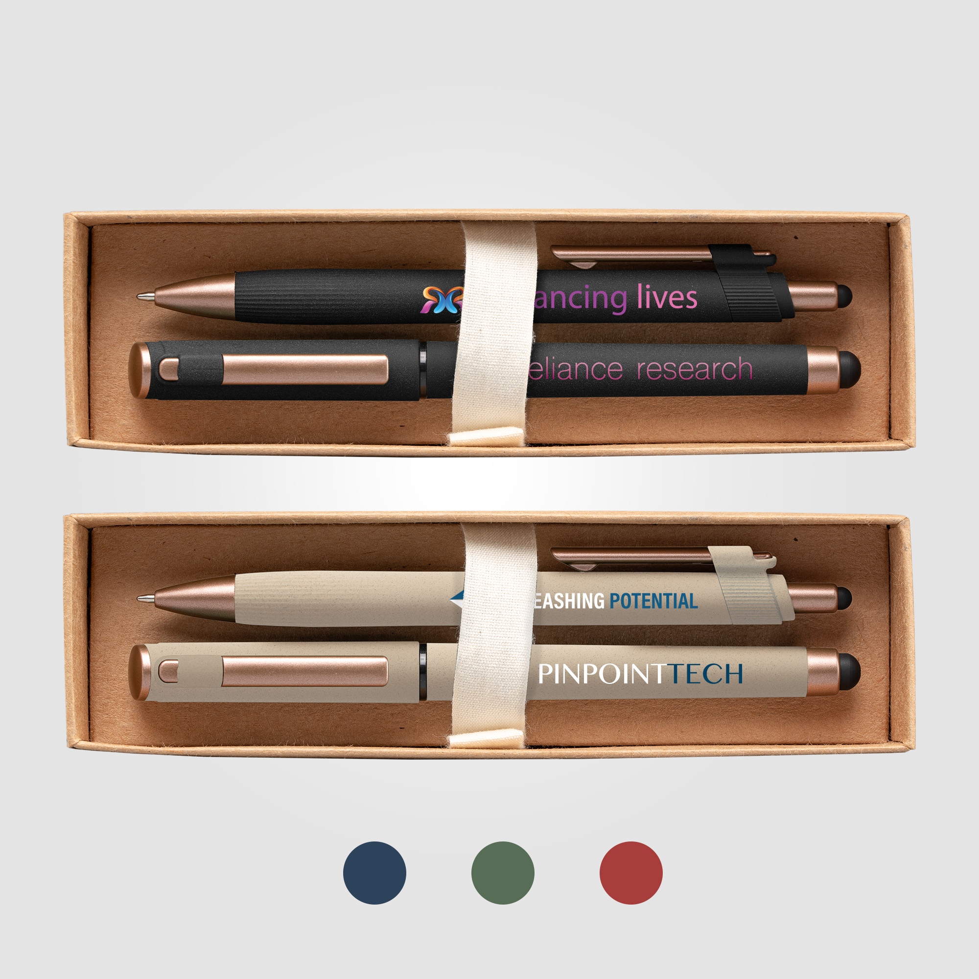 York Recycled Plastic Bronze Trim Pen Gift Set – Box Decorated 2