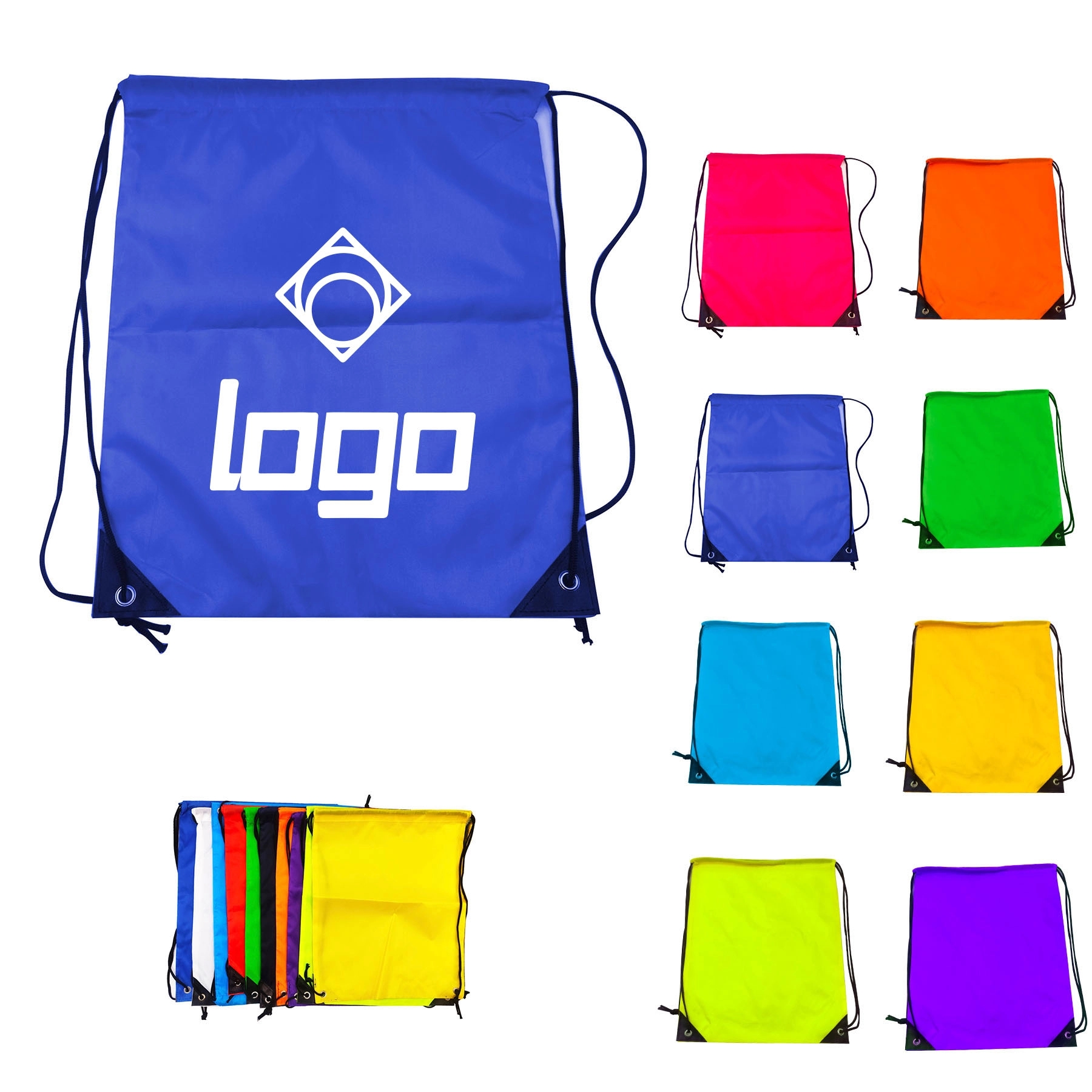 210D Polyester Drawstring Backpack With Reinforced Corner 2