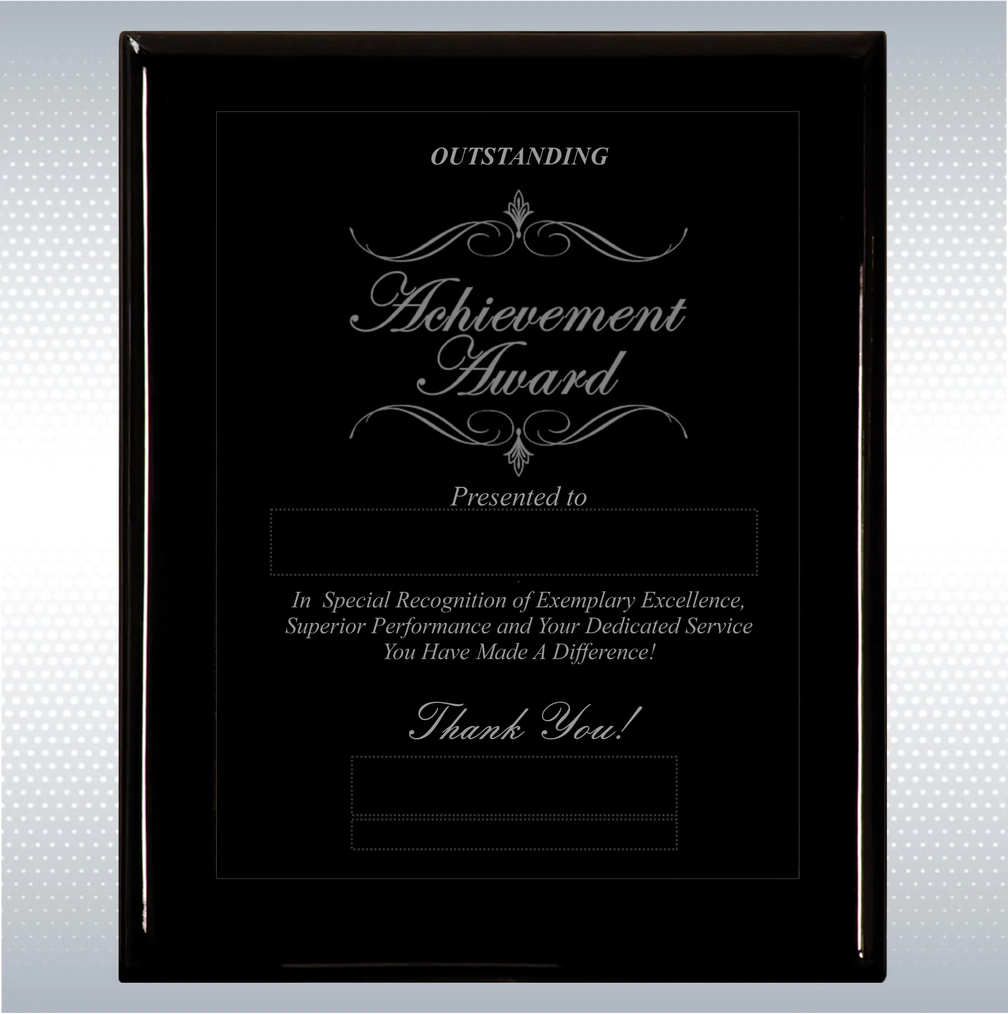 Black Piano Finish Wood Excellence, Achievement Plaque 10