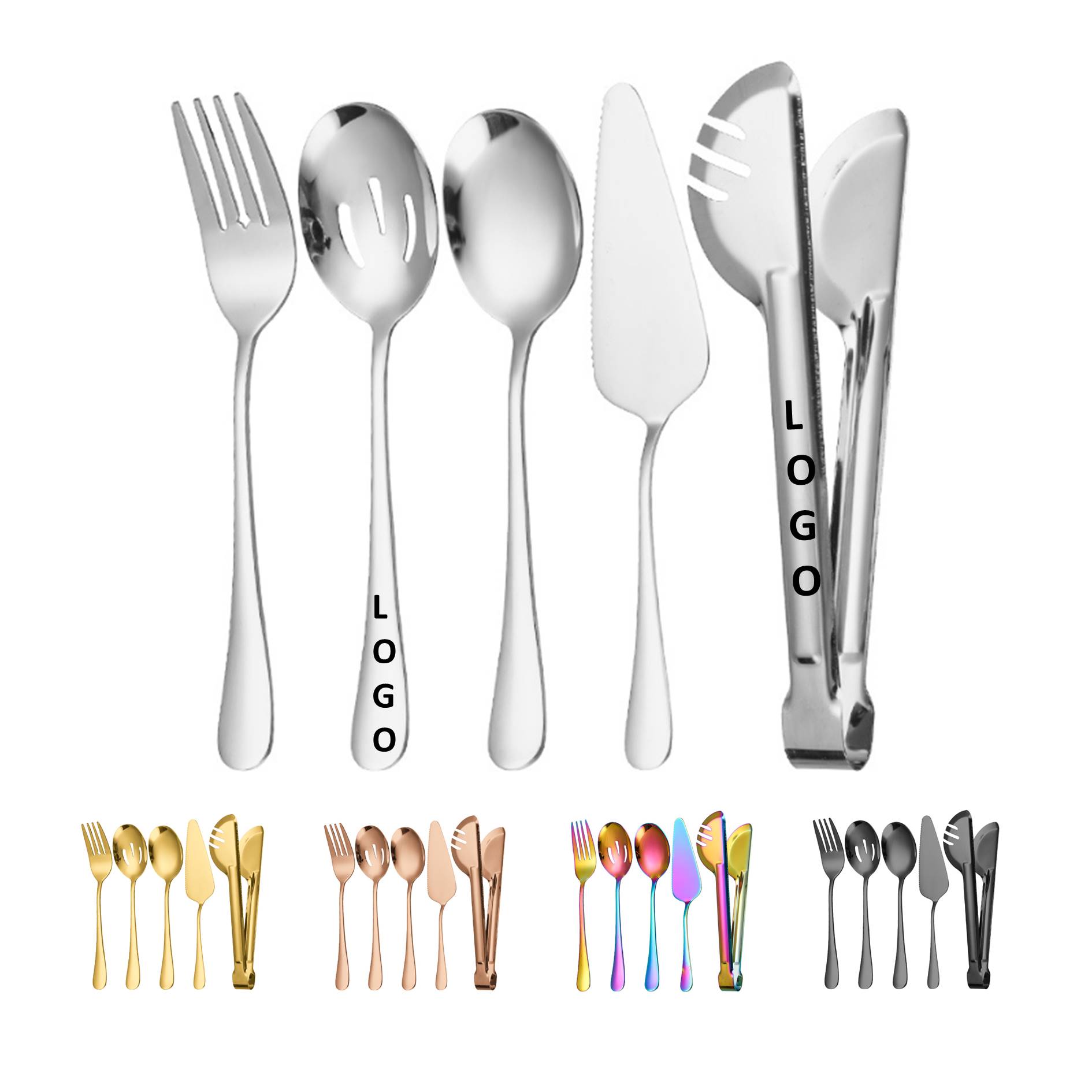 5 Piece Stainless Steel Serving Utensils Set 2